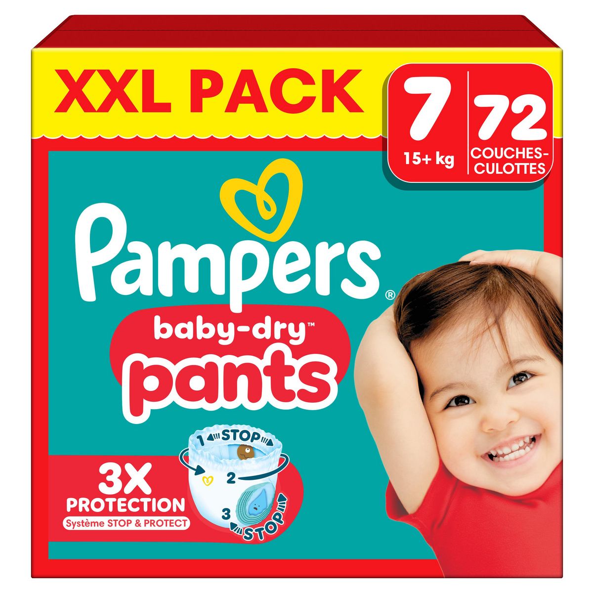 PAMPERS Baby-Dry couches-culottes taille 7 (+15kg) 72 couches-culottes