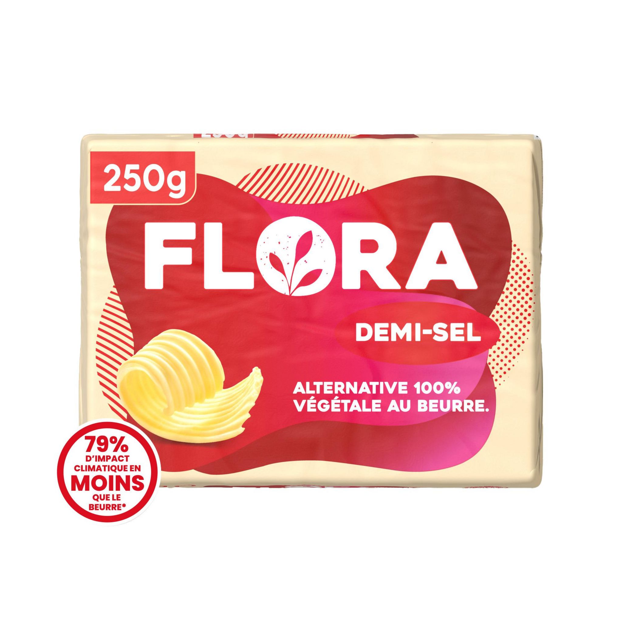 FLORA Matière grasse végétale demi-sel pour tartine et cuisson 79%MG 250g