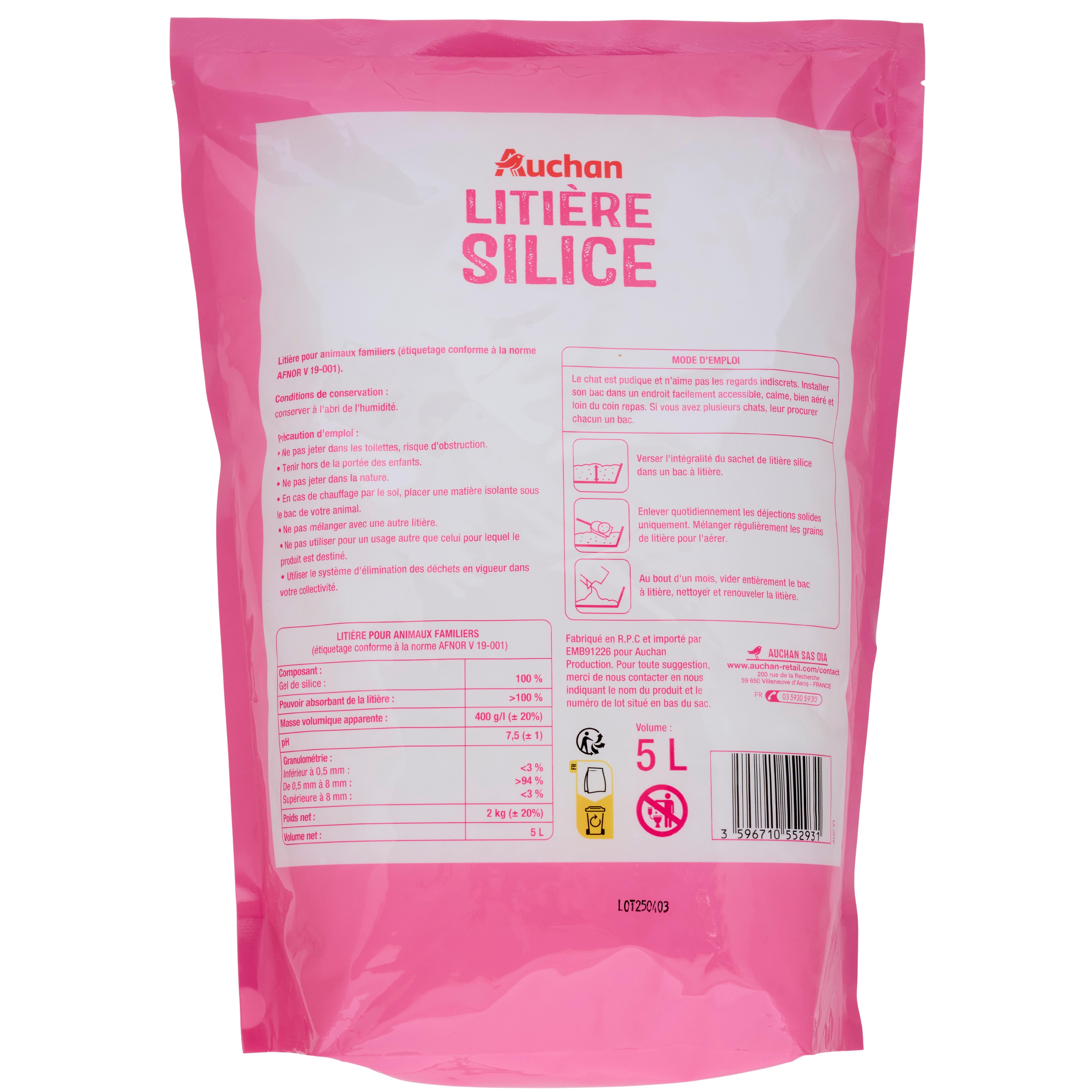 Voir la diapositive 2 : AUCHAN Litière minérale silice absorbante 5l