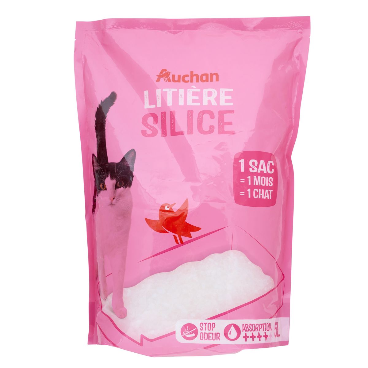 AUCHAN Litière minérale silice absorbante 5l