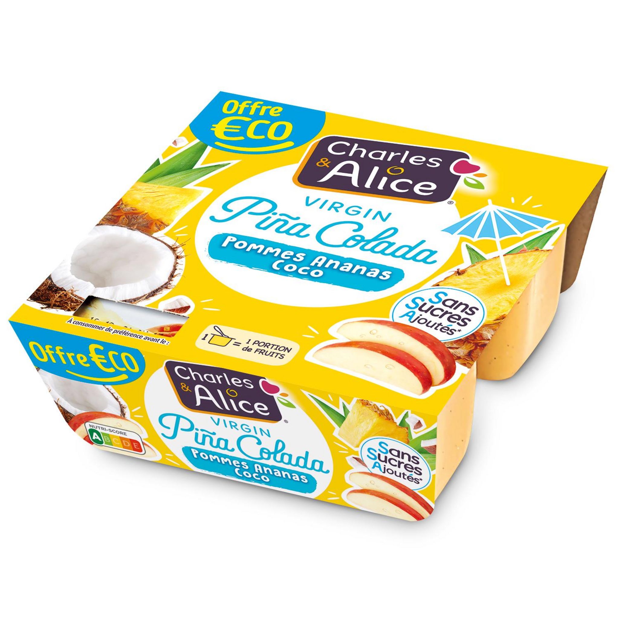 CHARLES & ALICE Virgin pina colada sans sucres ajoutés 4x97g