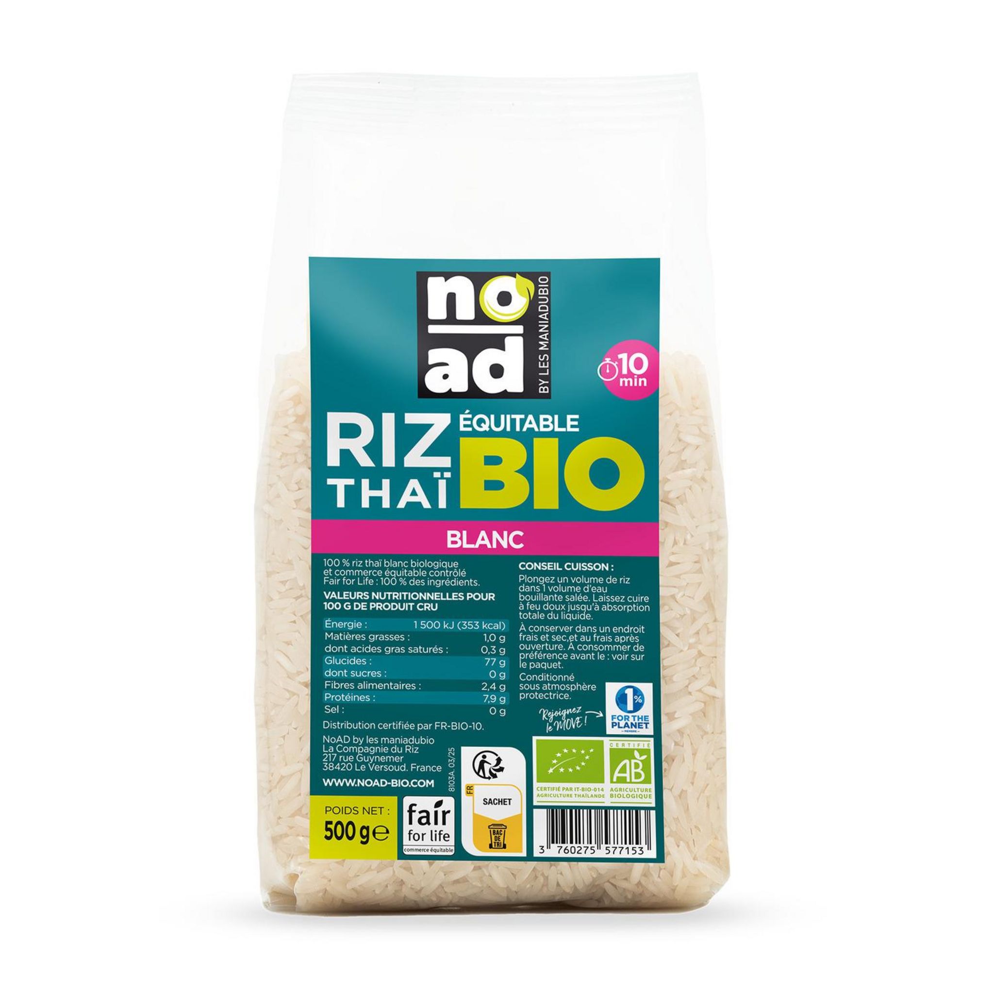 NOAD Riz thaï blanc bio équitable 500g