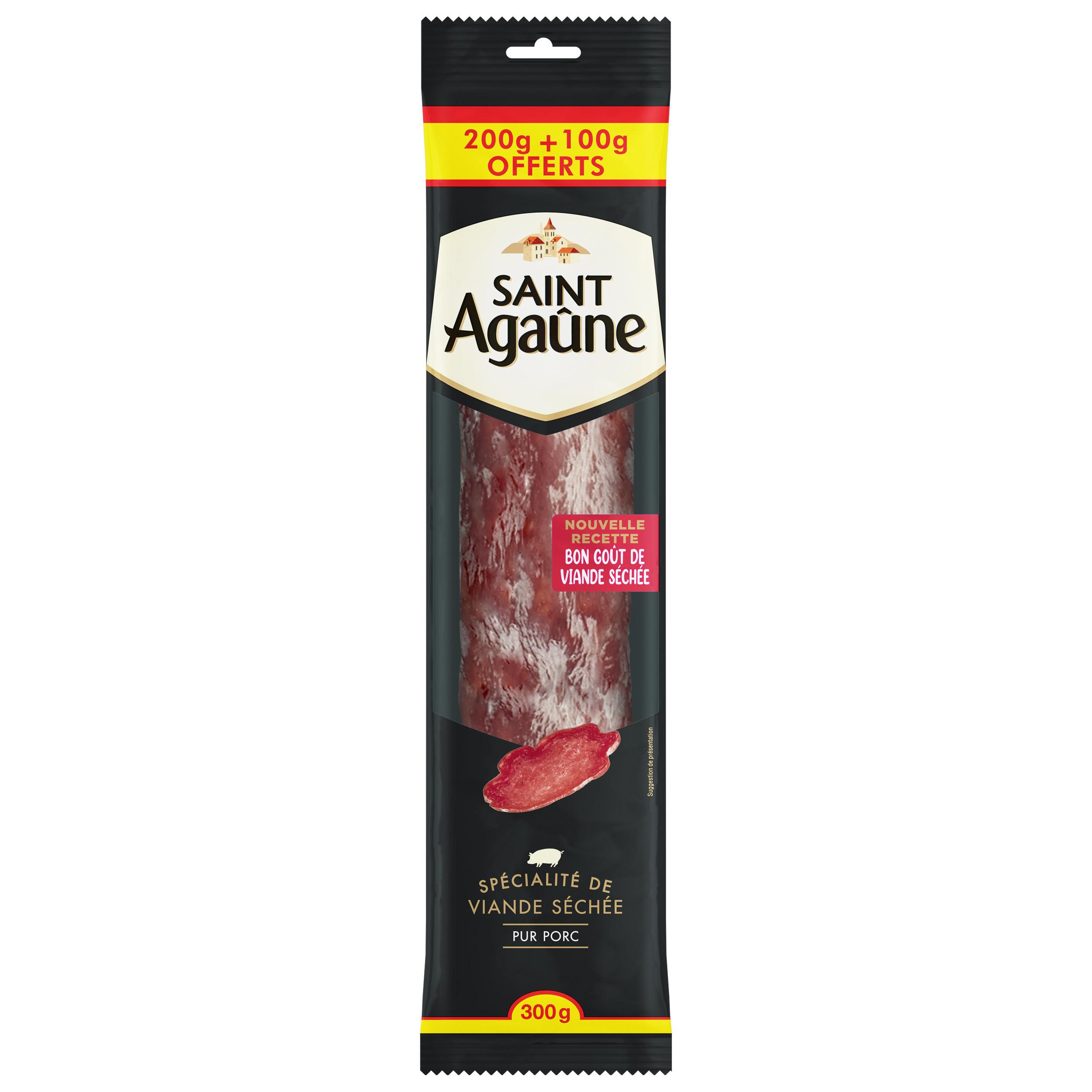 SAINT AGAUNE Saucisson sec tendre et savoureux 200g+100g offerts 300g