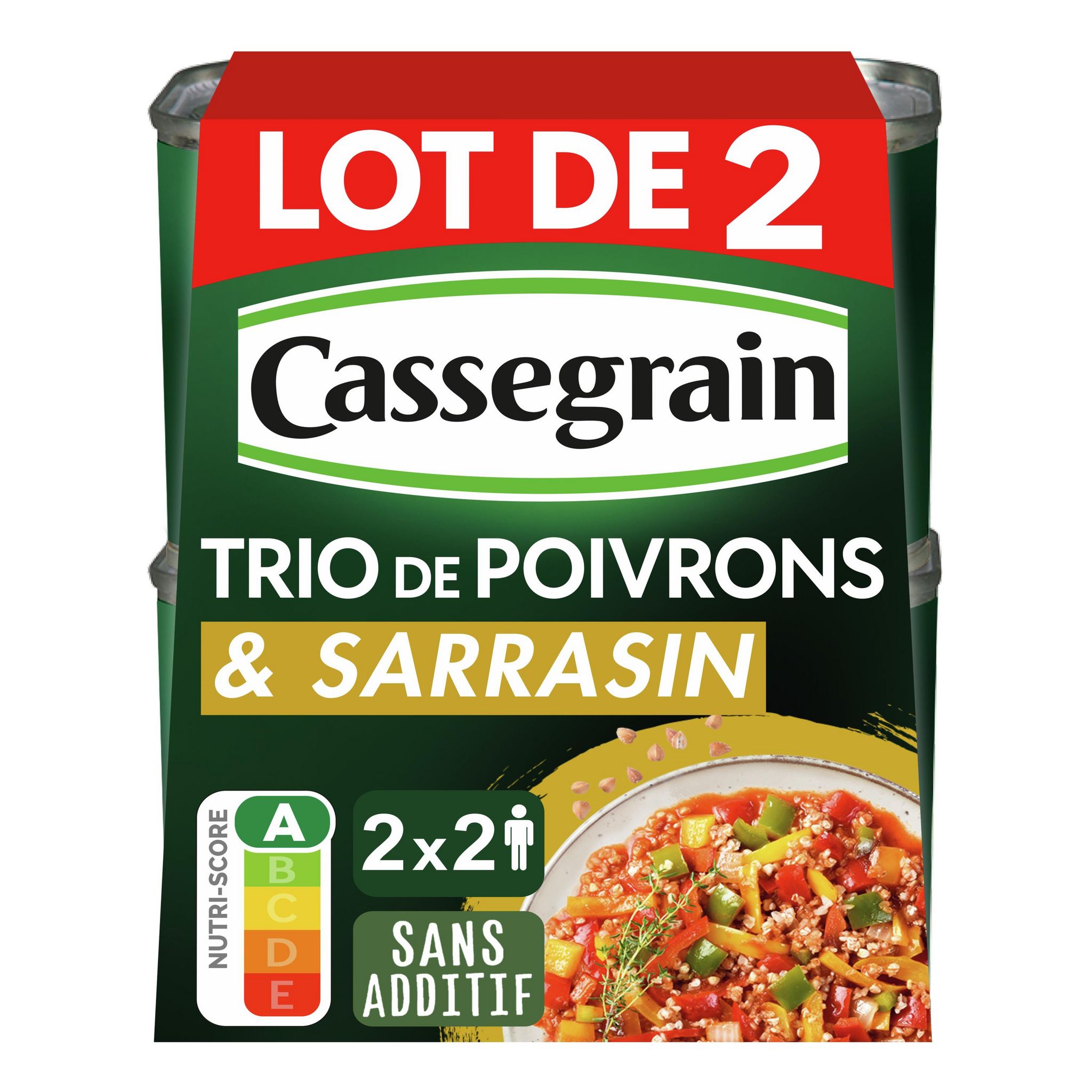 CASSEGRAIN Trio de poivrons et sarrasin 2x2 portions 750g