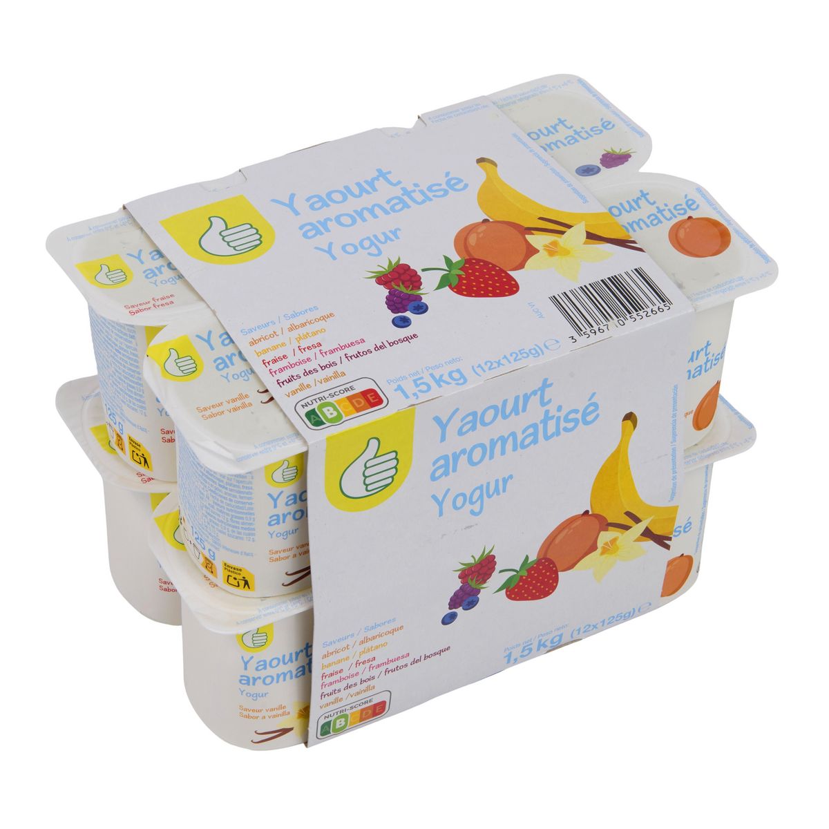 POUCE Yaourts aromatisés abricot, banane, fraise, framboise, fruits des bois, vanille 12x125g