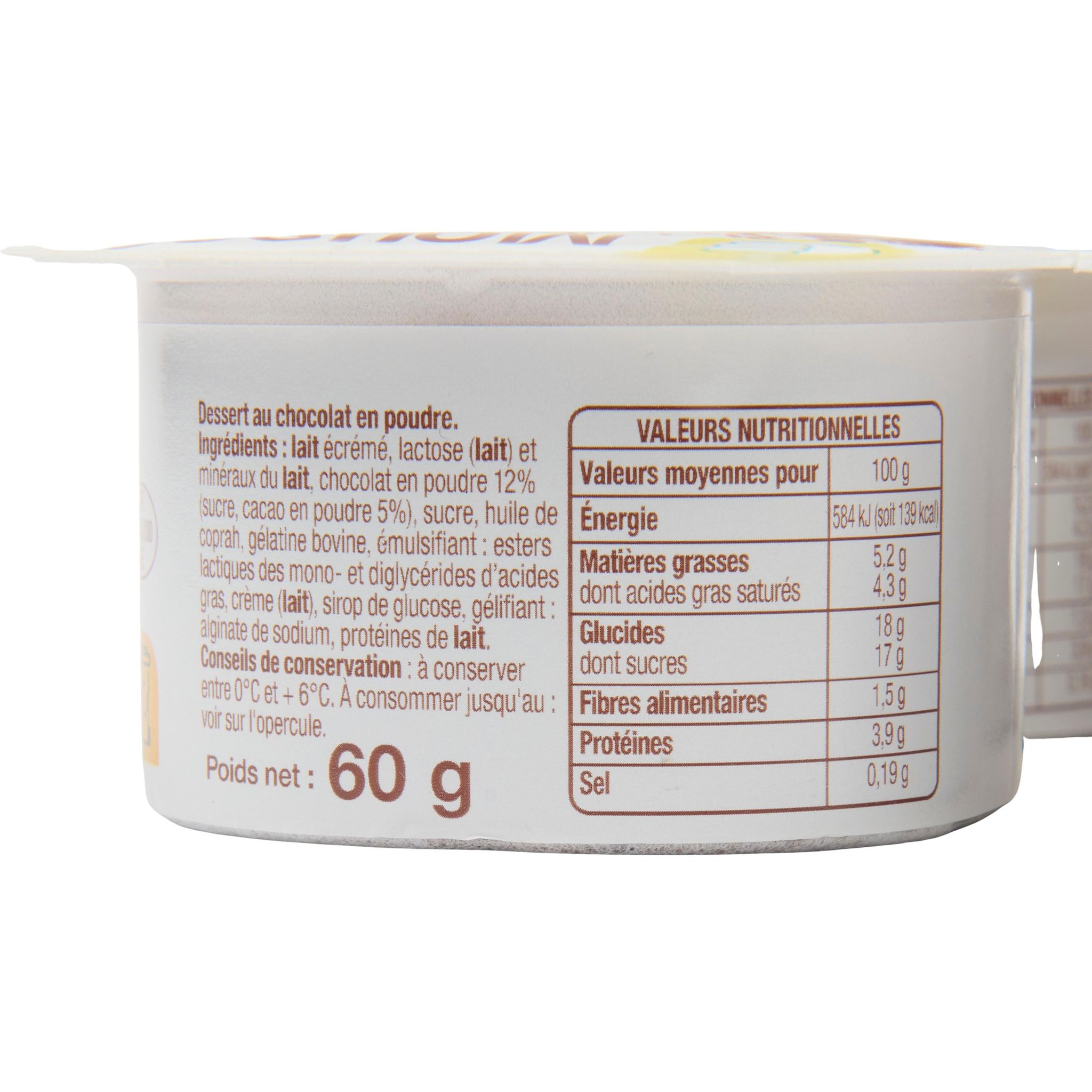 Voir la diapositive 2 : POUCE Mousse au chocolat 4x60g