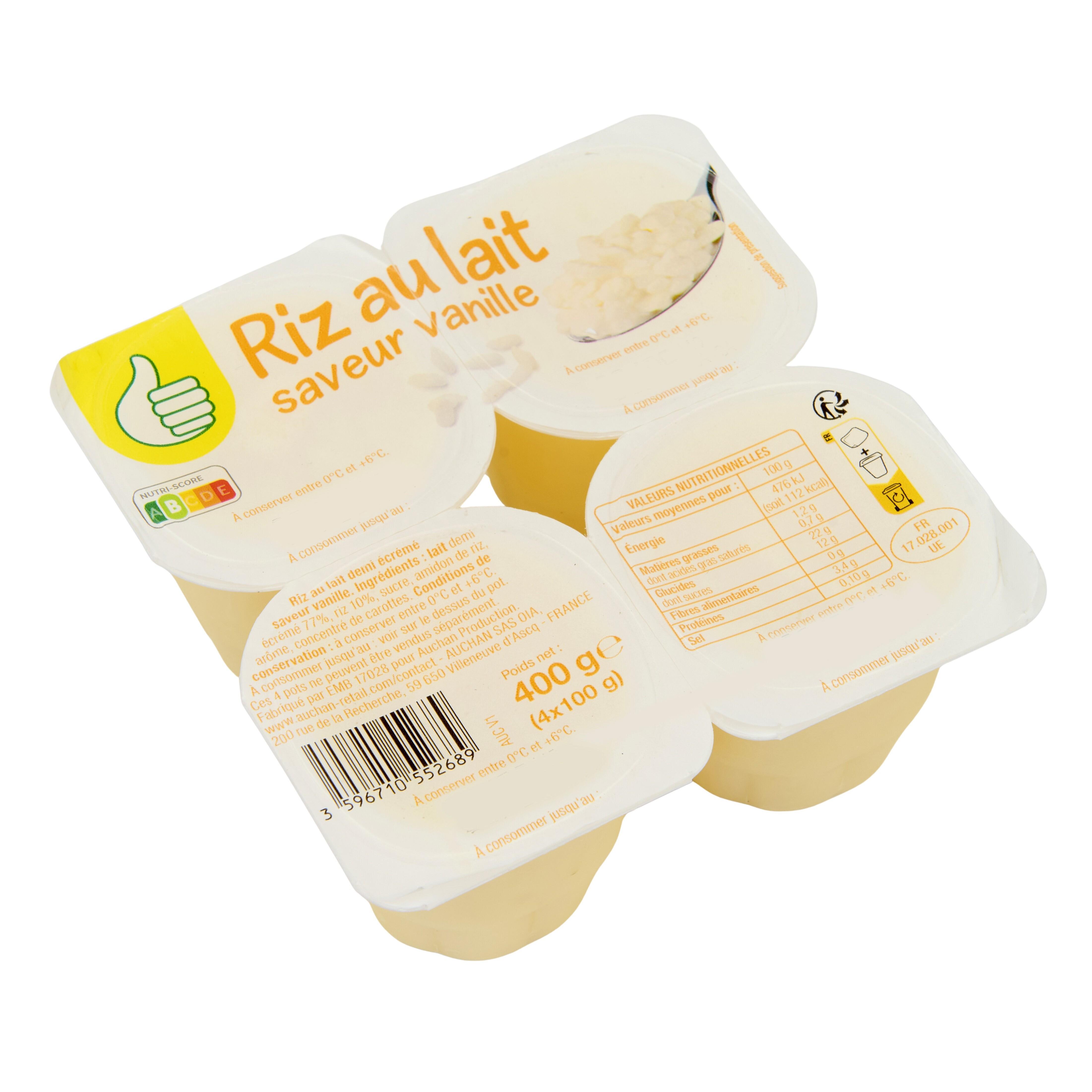 Voir la diapositive 2 : POUCE Riz au lait saveur vanille 4x100g
