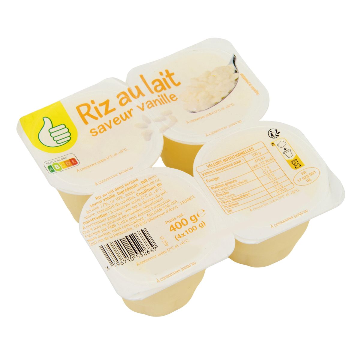 POUCE Riz au lait saveur vanille 4x100g