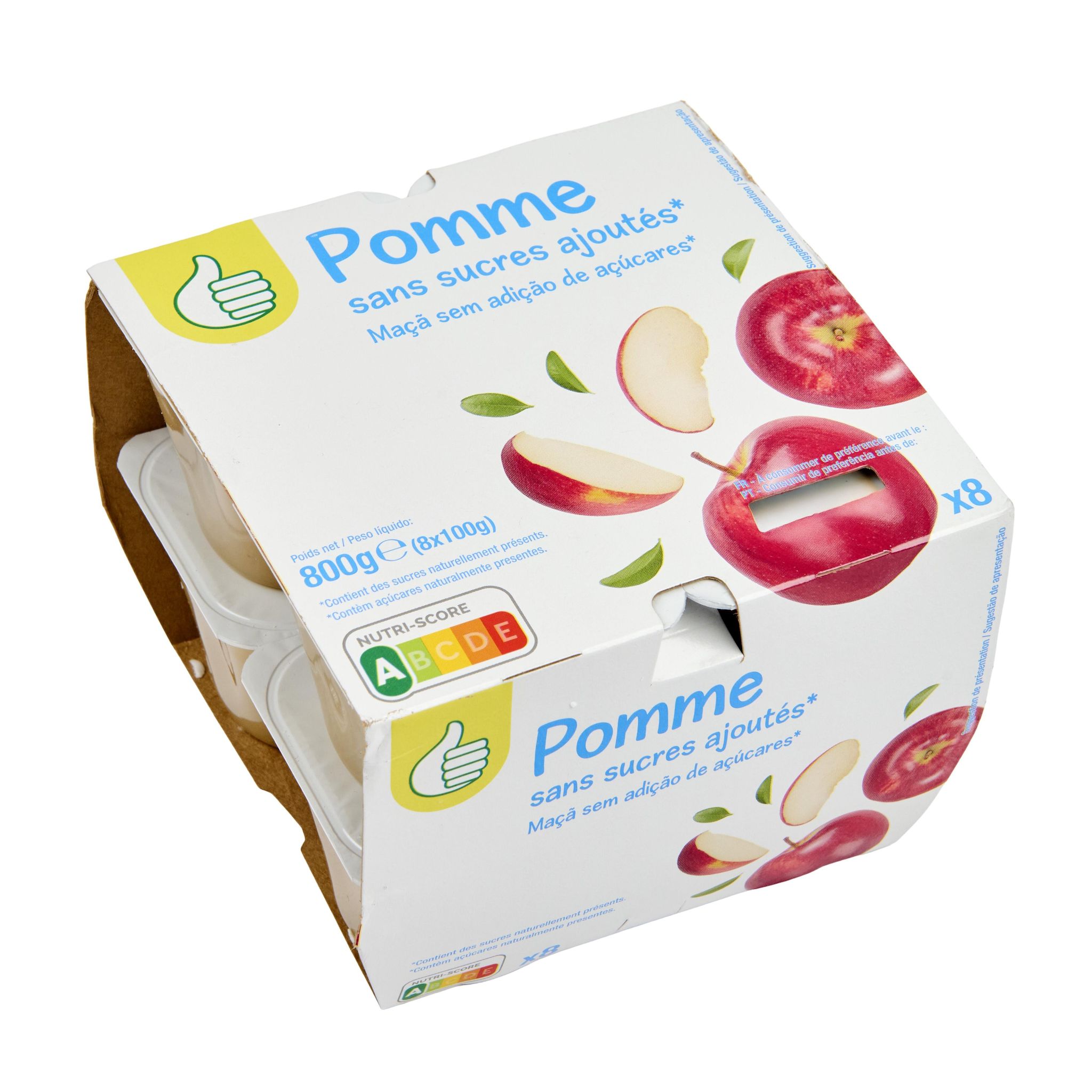 Voir la diapositive 2 : POUCE Compote pomme sans sucres ajoutés 8x100g