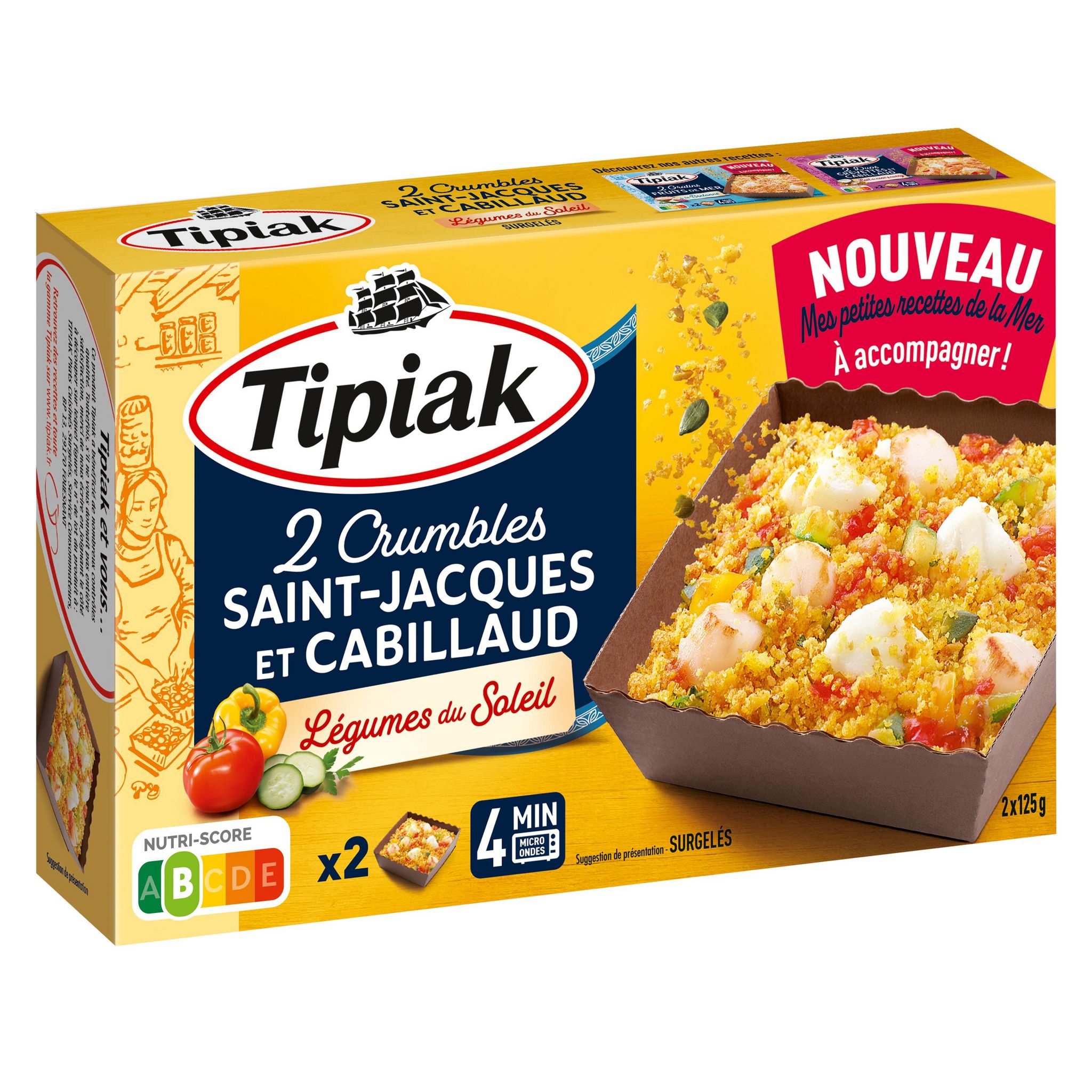 TIPIAK Crumble aux légumes saint-jacques et cabillaud 250g