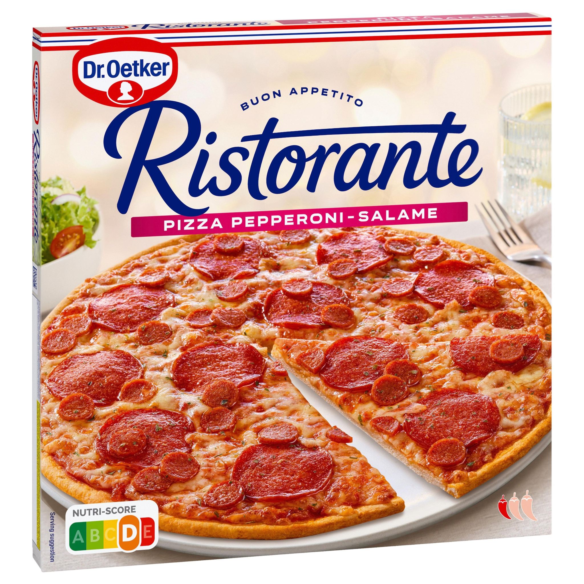 DR OETKER Ristorante pizza pâte fine aux tomates salami piquant et fromage 320g