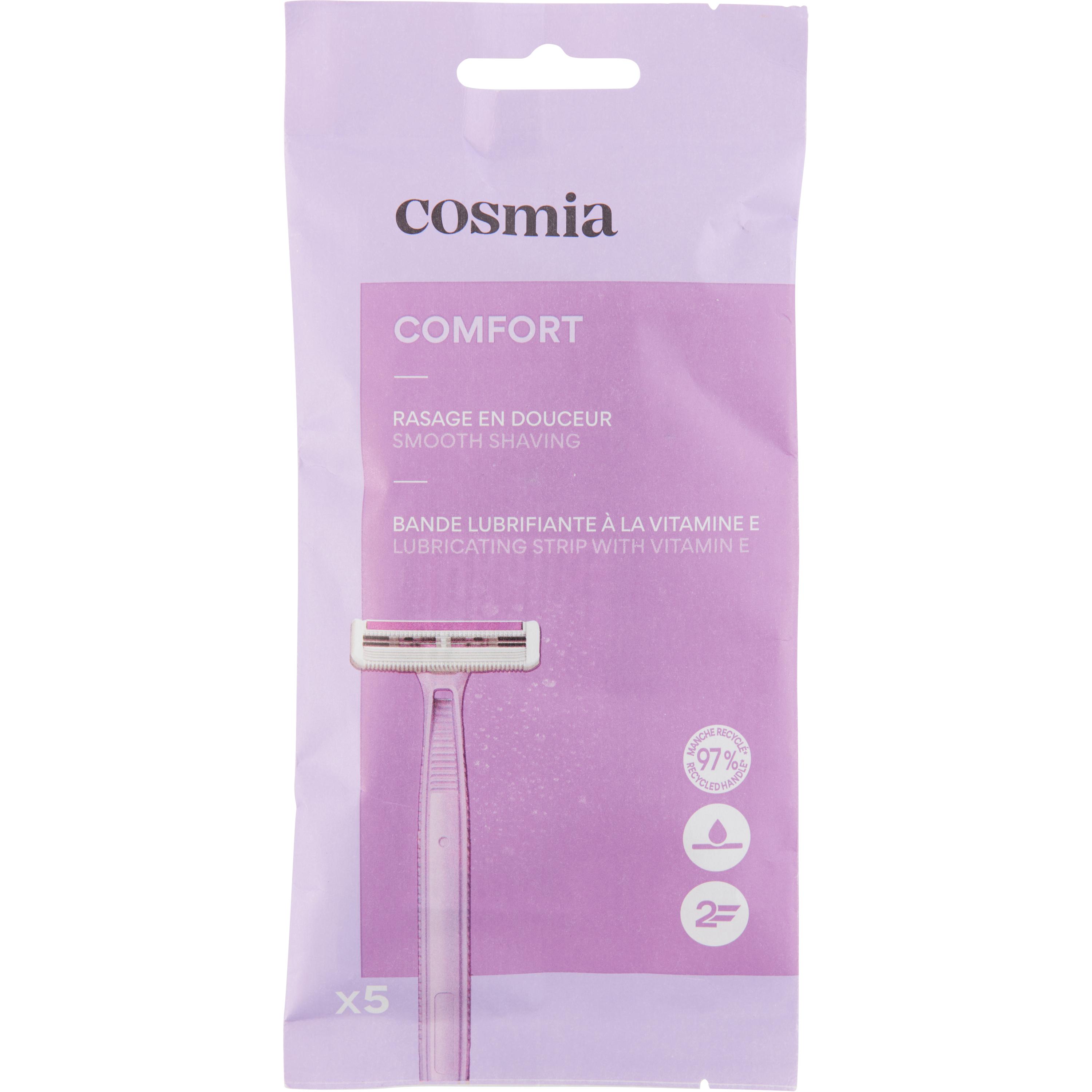 Voir la diapositive 2 : COSMIA Rasoirs jetables confort pour femme 5 rasoirs