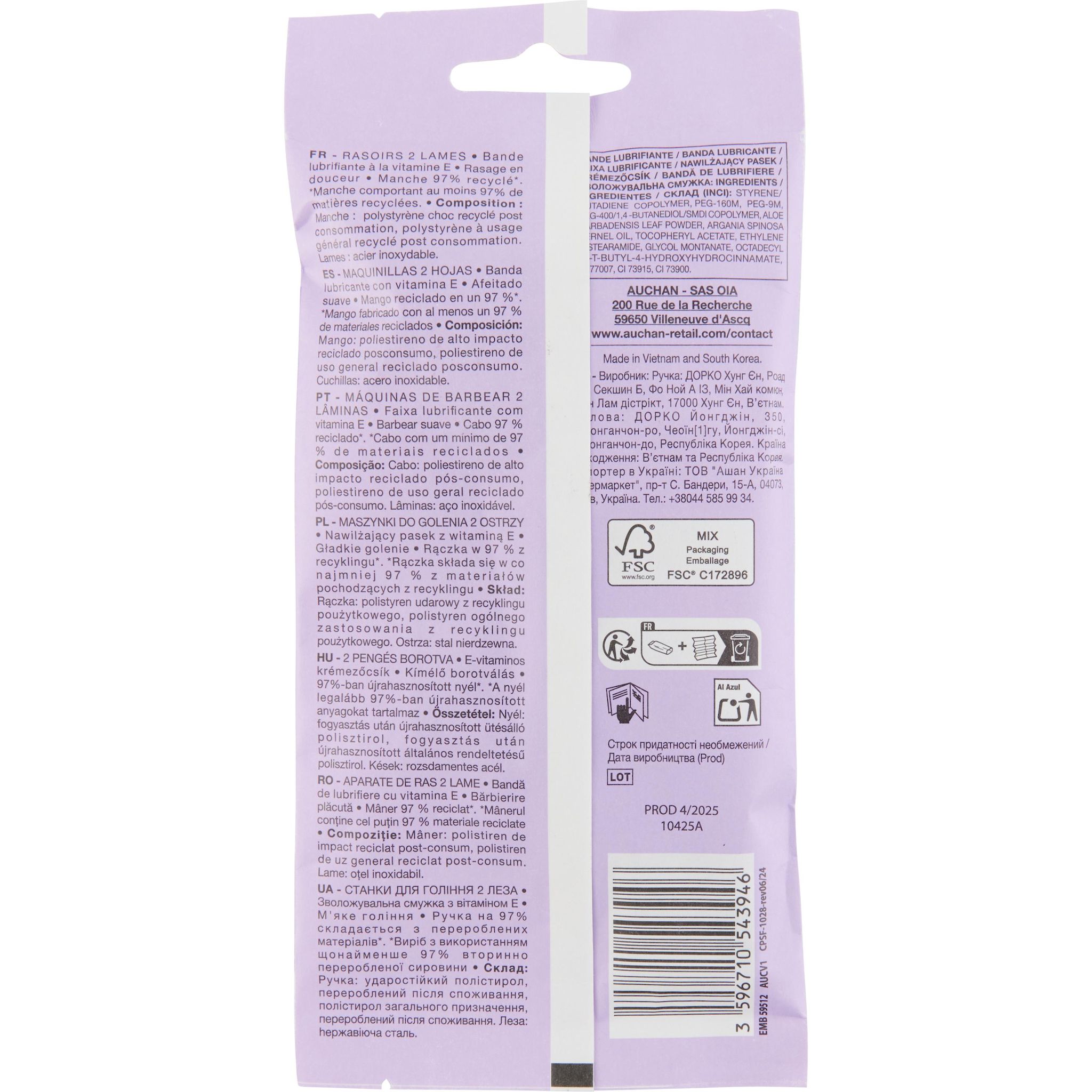 Voir la diapositive 2 : COSMIA Rasoirs jetables confort pour femme 5 rasoirs