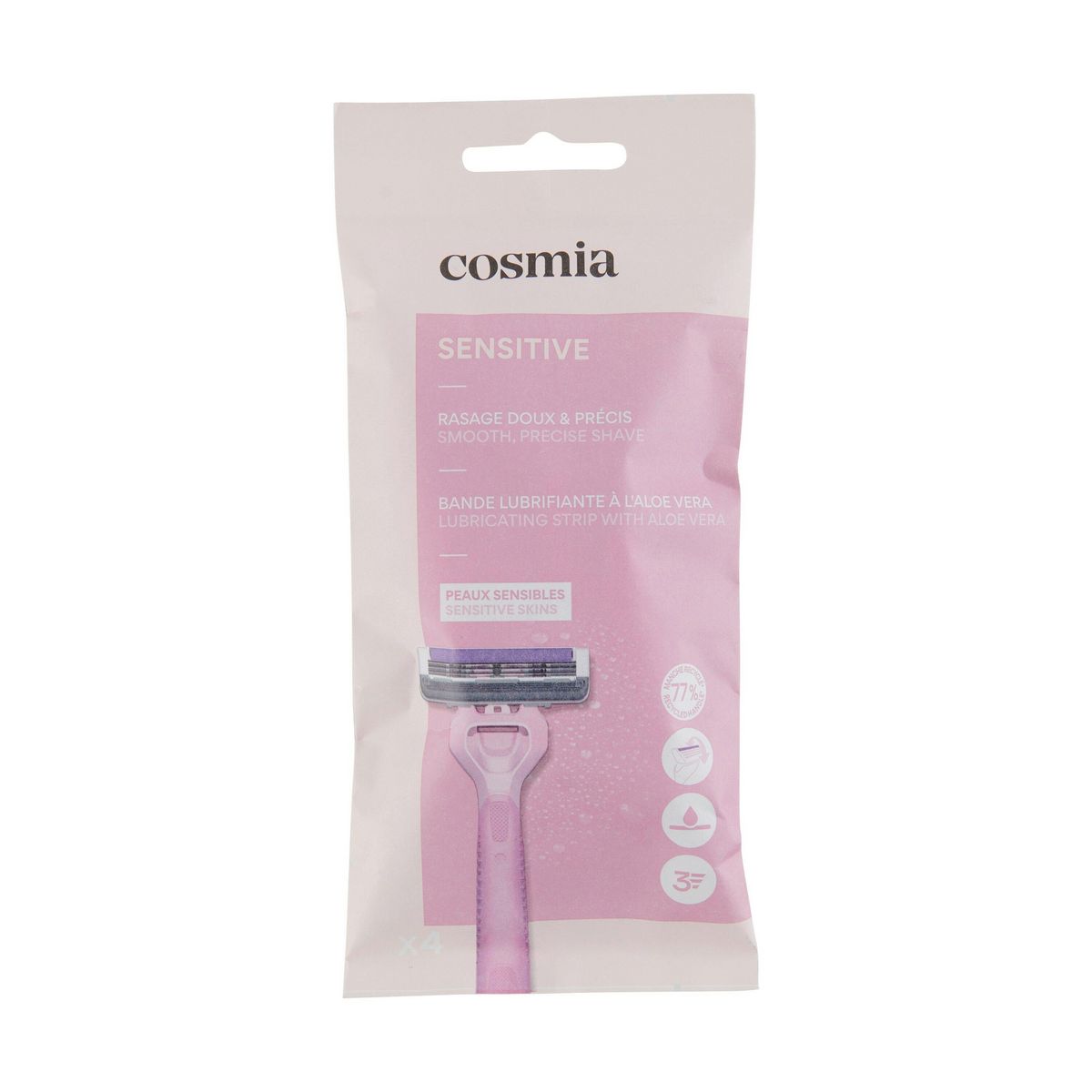 COSMIA Rasoir jetable sensitive 3 lames 4 rasoirs