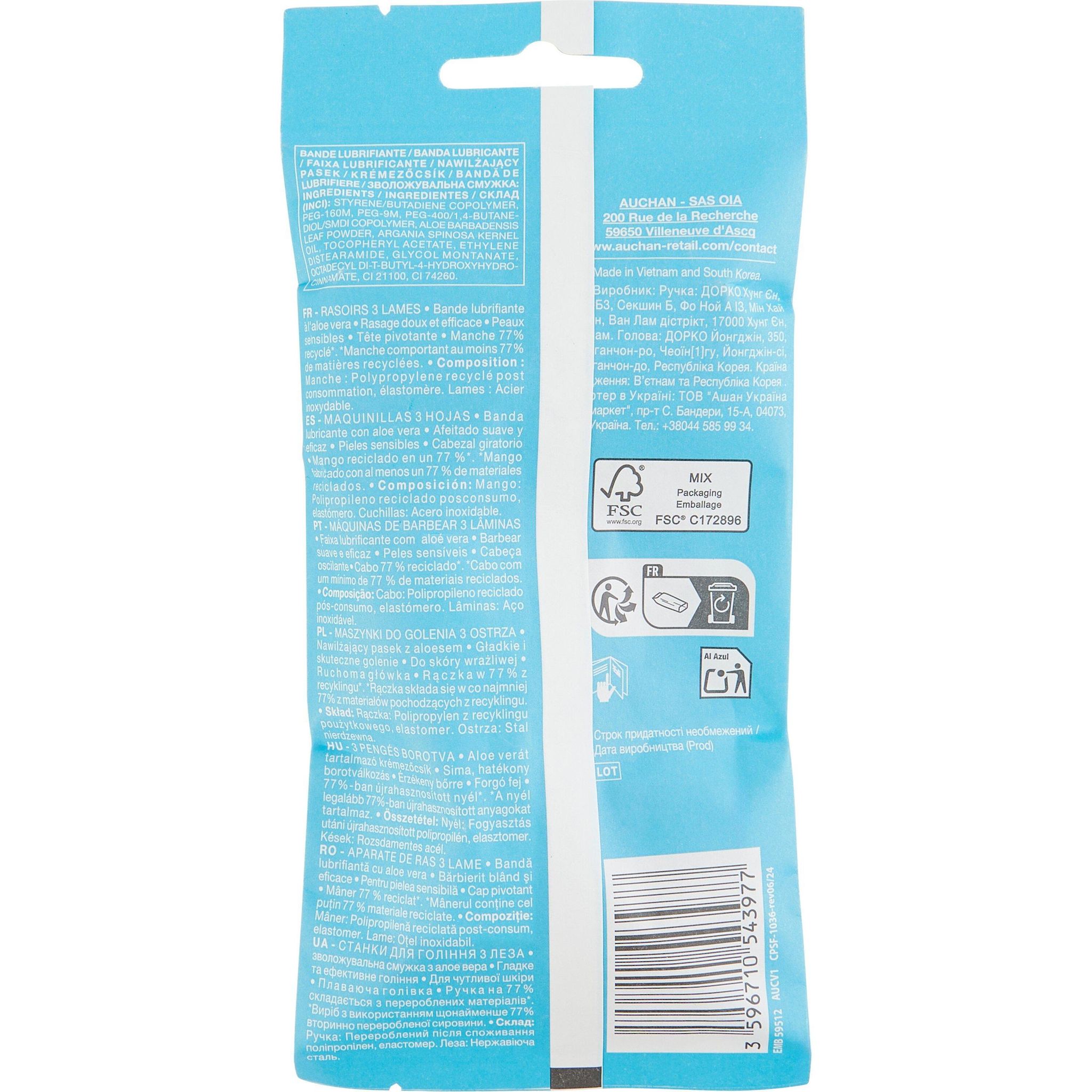 Voir la diapositive 3 : COSMIA Rasoir jetable 3 lames 4 rasoirs