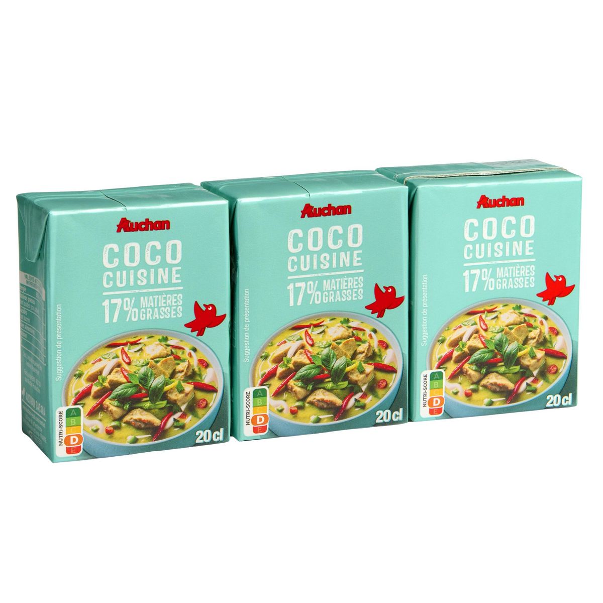 AUCHAN Coco cuisine uht 17% 3x20cl