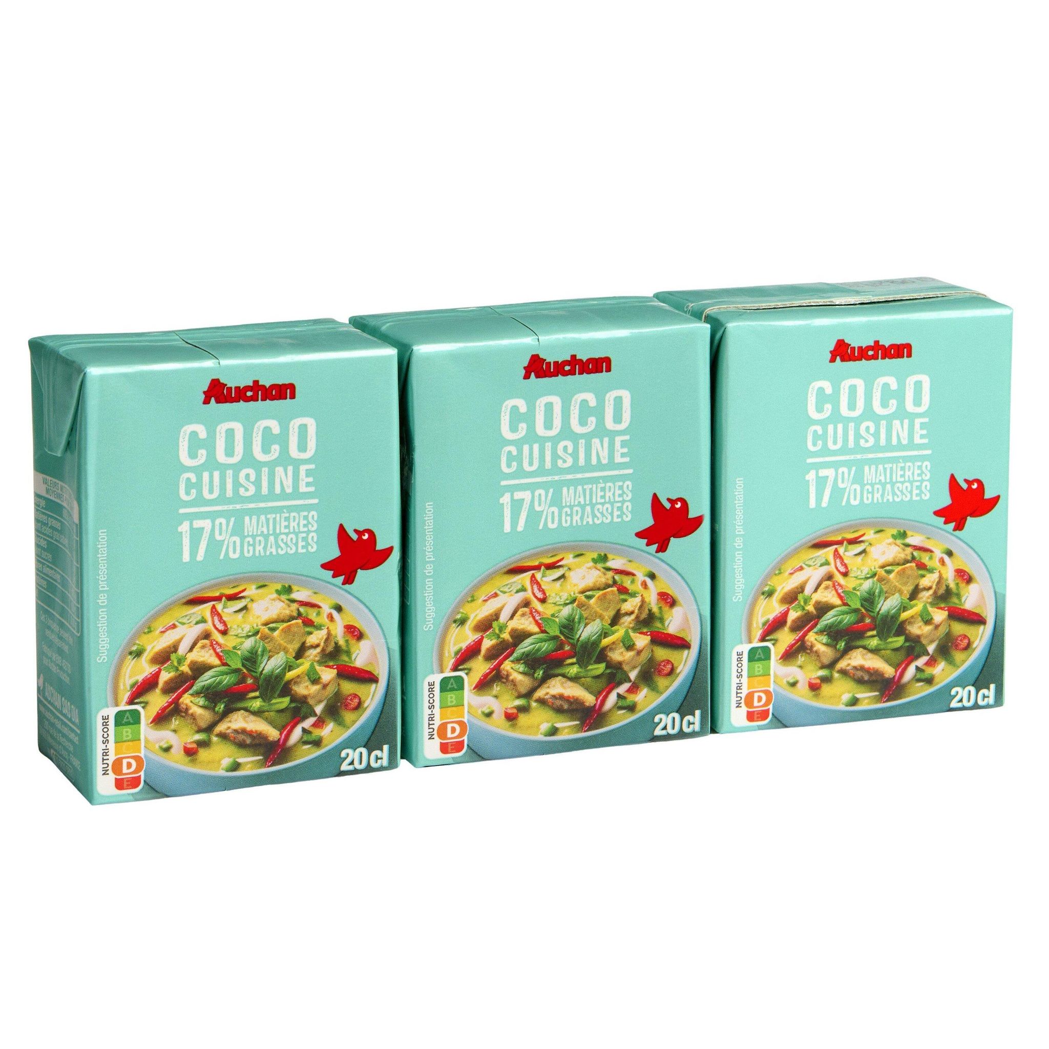 Voir la diapositive 4 : AUCHAN Coco cuisine uht 17% 3x20cl
