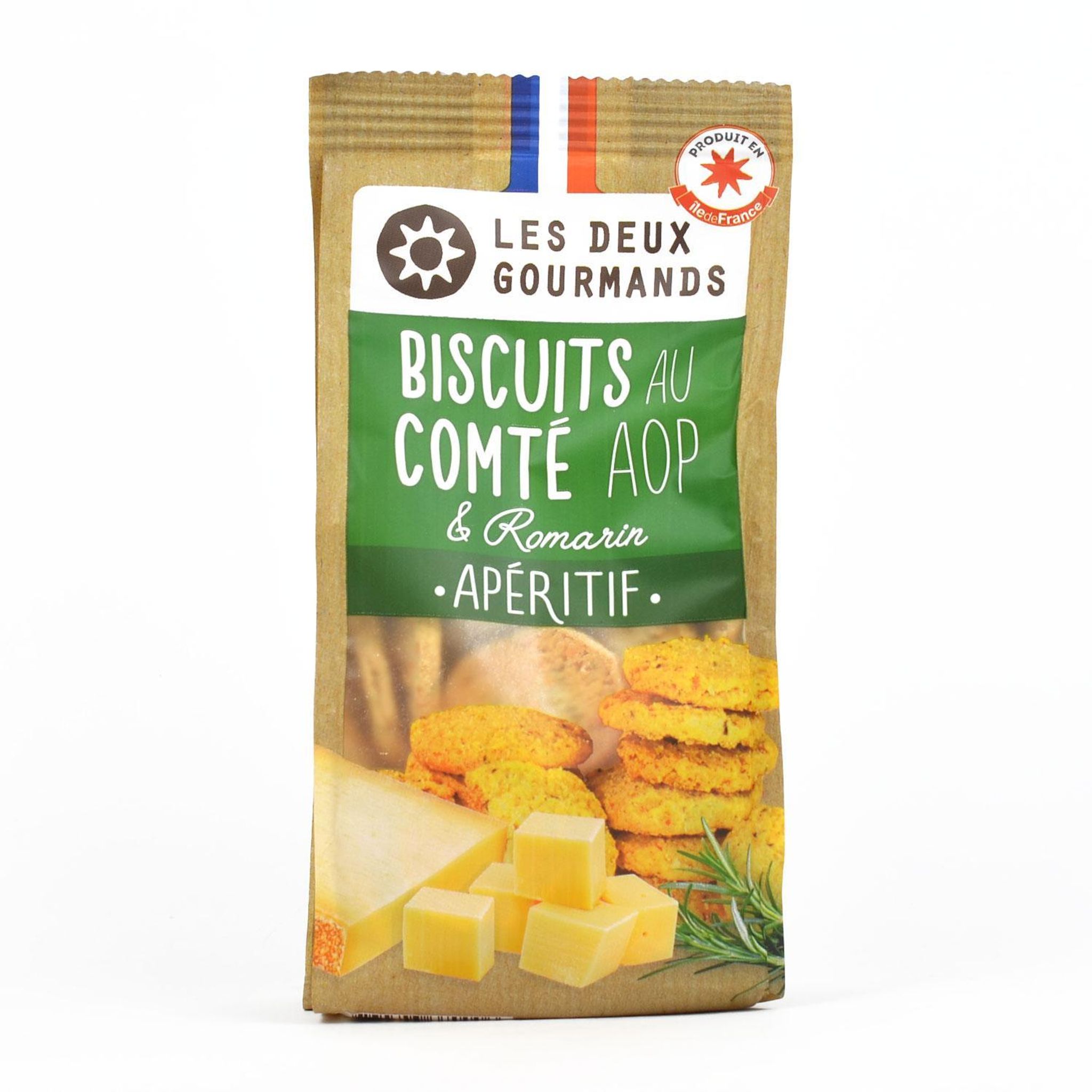 LES DEUX GOURMANDS Biscuits salés au comté AOP et au romarin 100g