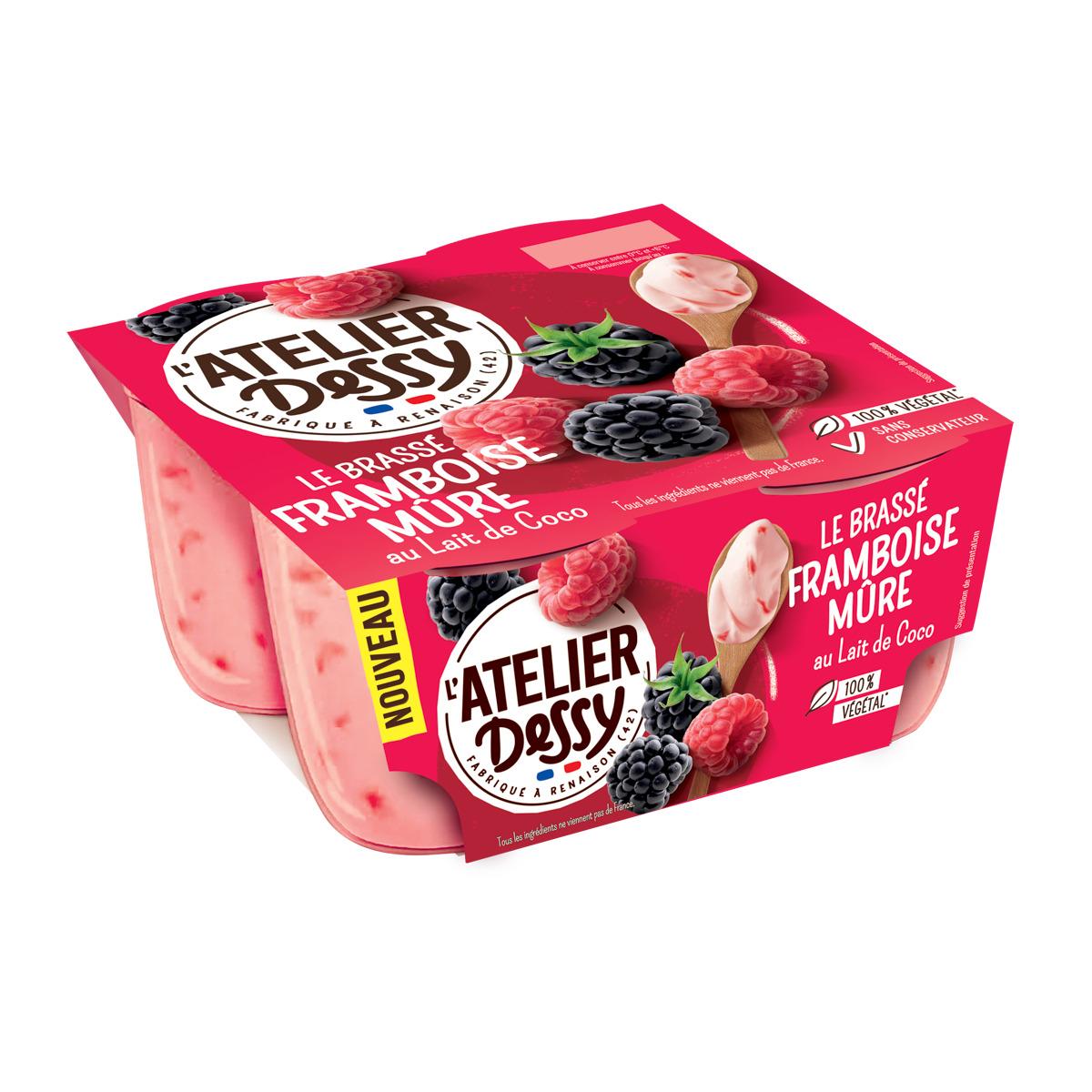 ATELIER DESSY Le brassé au lait de coco saveur framboise mûre 4x100g