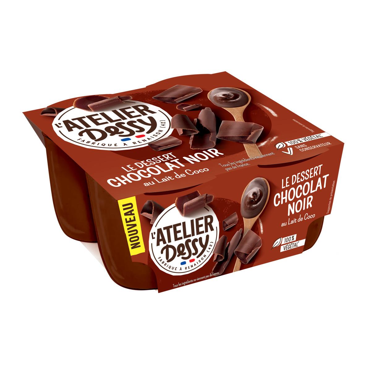 ATELIER DESSY Le dessert au lait de coco saveur chocolat noir 4x100g