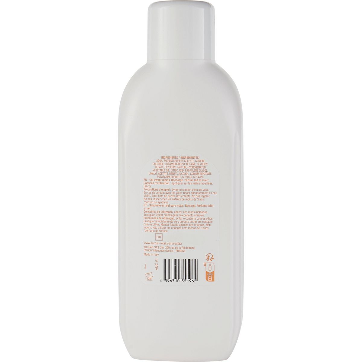 POUCE Gel lavant mains parfum lait et miel recharge 1l