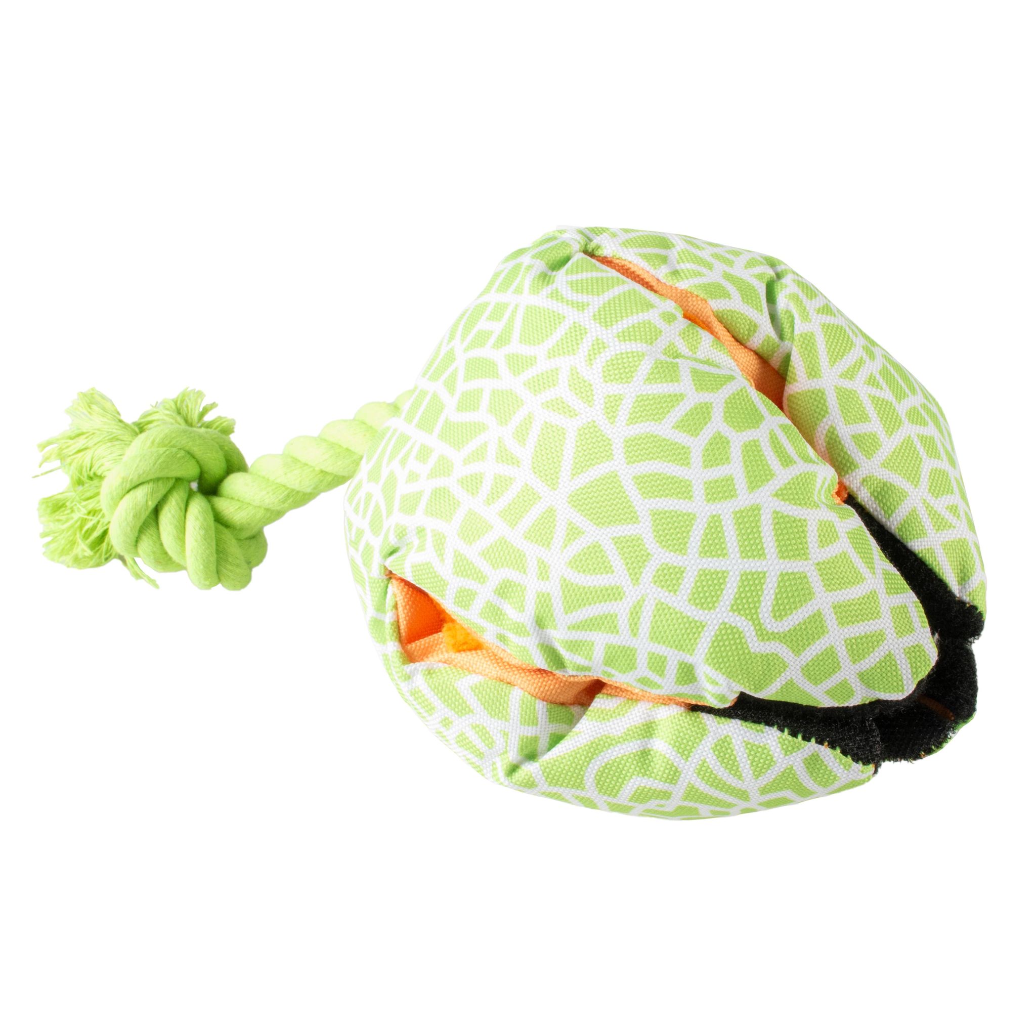 DUVOPLUS Playtime Jouet d'alimentation melon tissu oxford et peluche pour chien 1 pièce