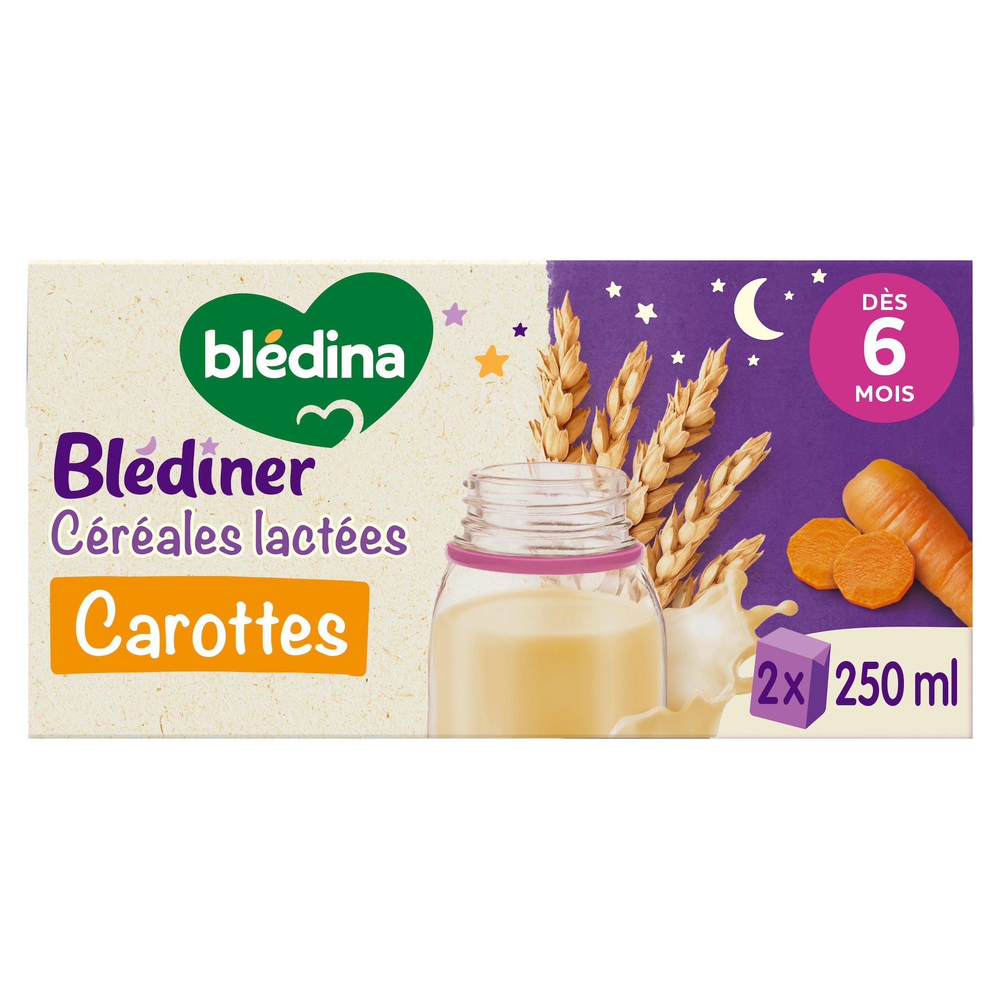 BLEDINER Céréales lactées carottes dès 6 mois 2x250ml