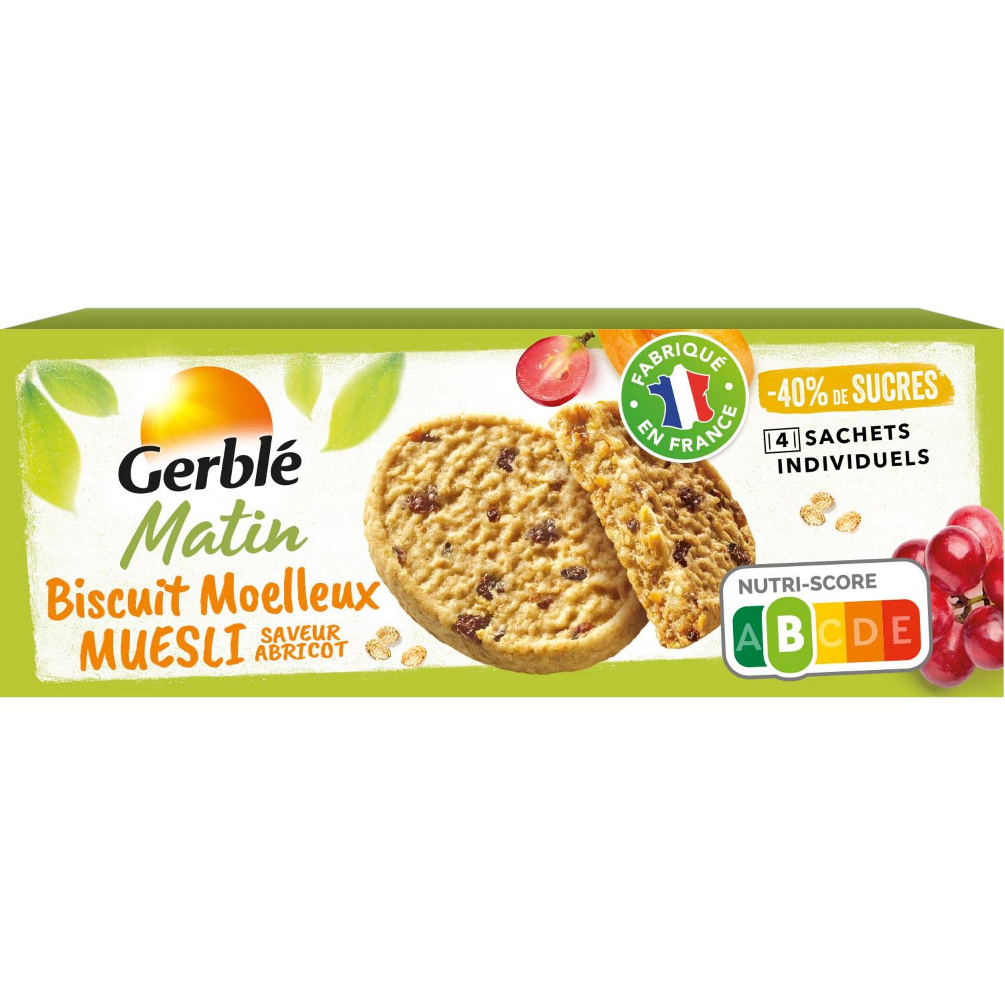 GERBLE Biscuit moelleux aux muesli saveur abricot 200g