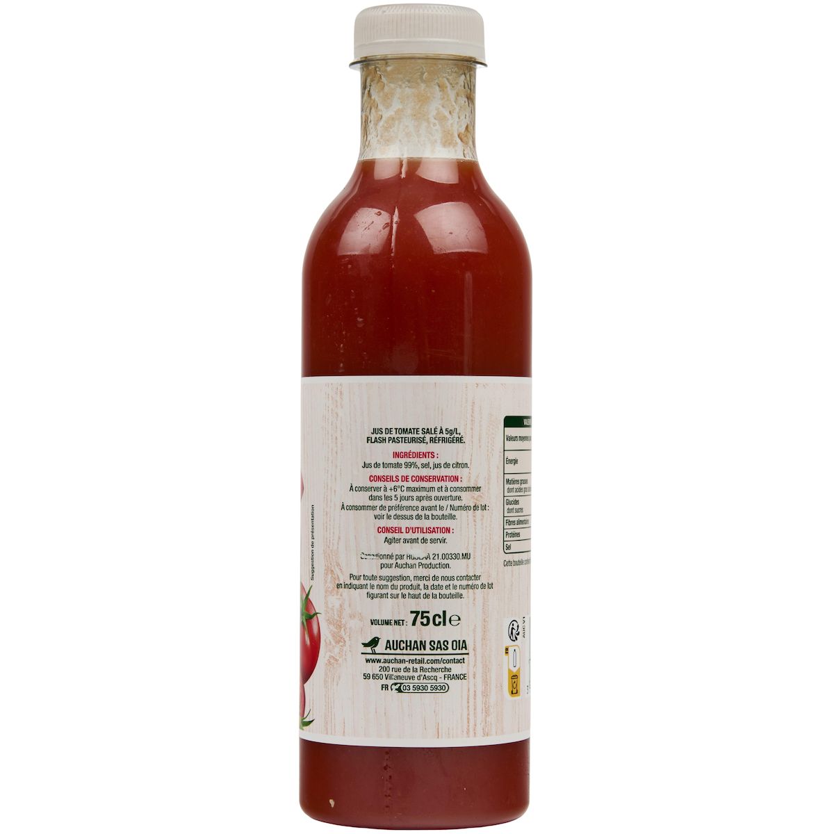 AUCHAN Jus de tomate 75cl