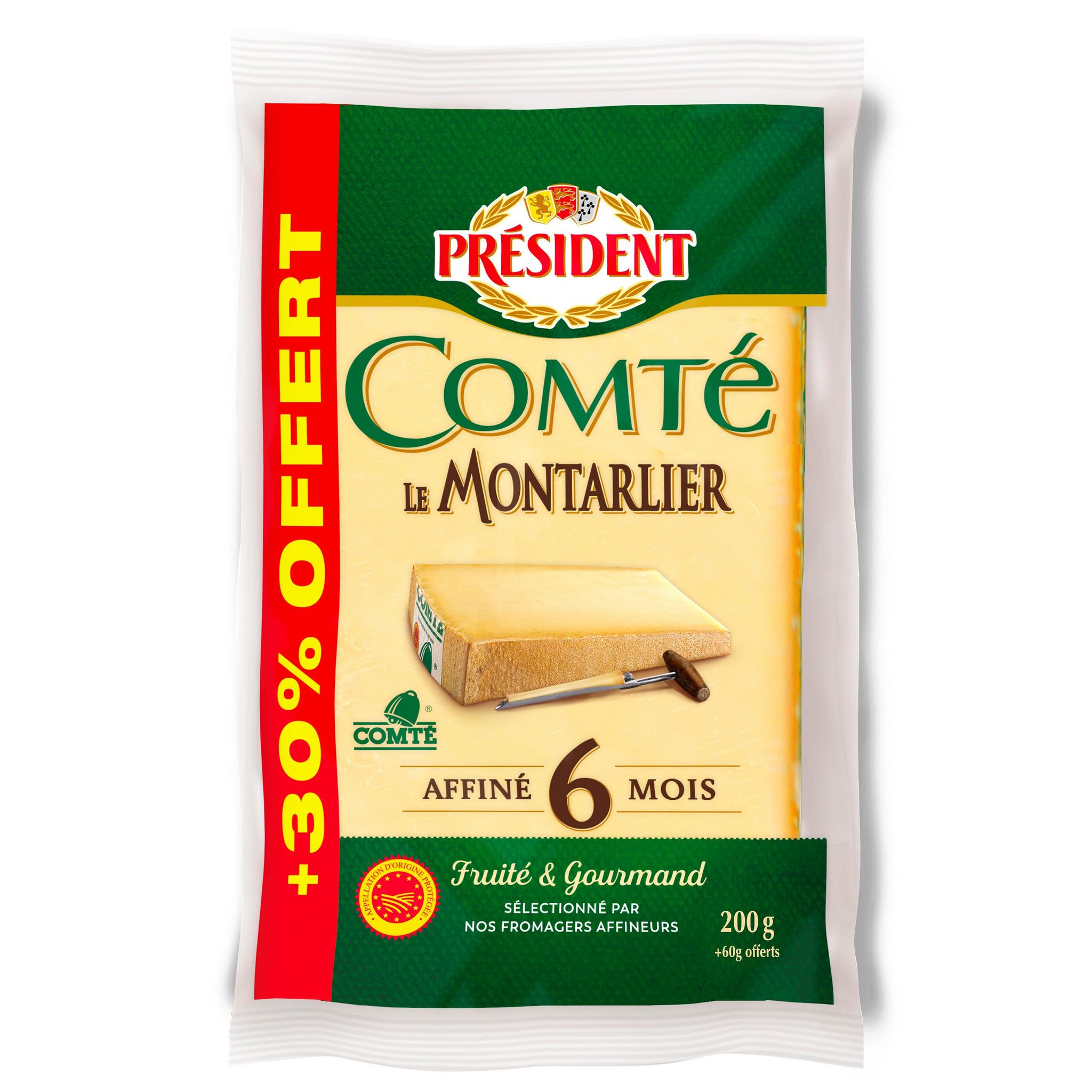 PRESIDENT Comté affiné 6 mois au lait cru fondant du Jura 260g