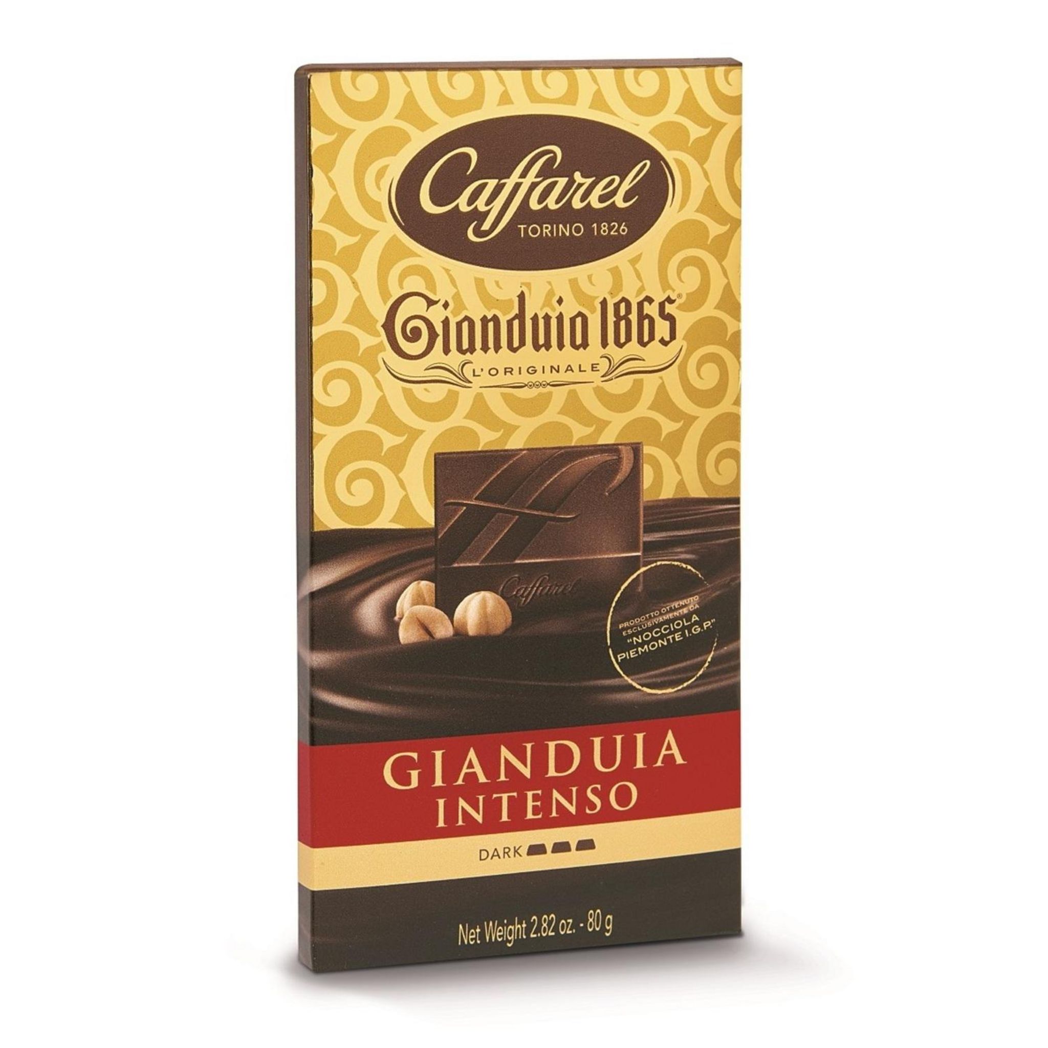 CAFFAREL Tablette de chocolat noir intense gianduia 1865 80g
