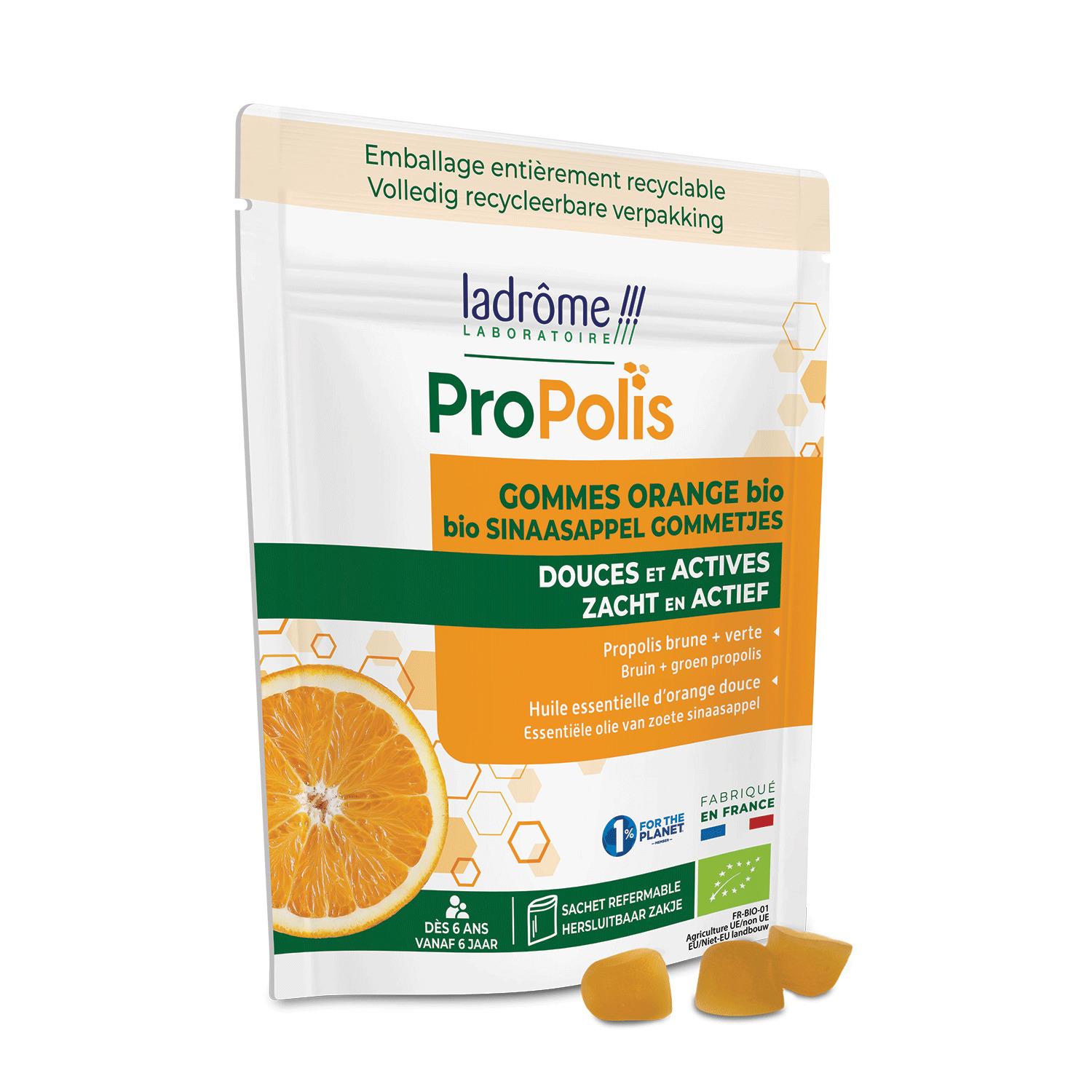 LADROME Propolis Gommes orange bio douces et active 45g