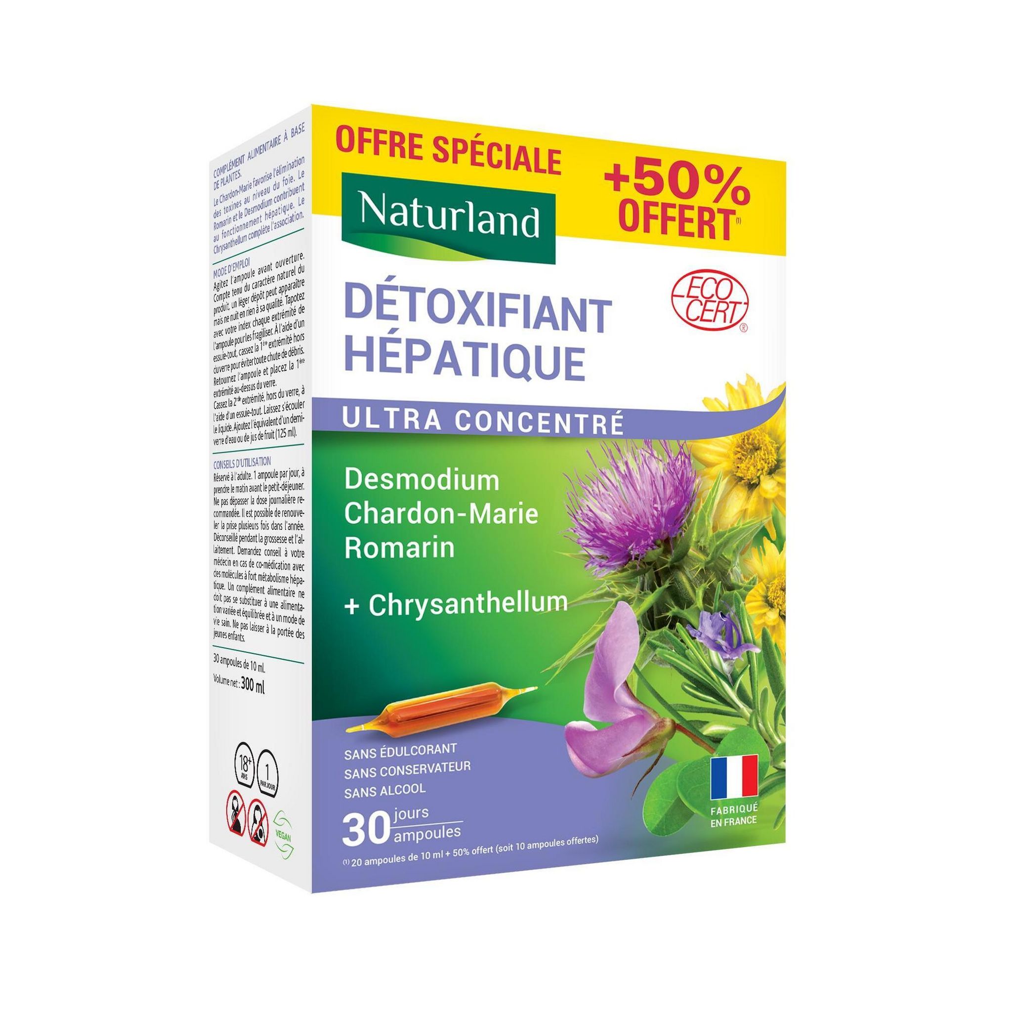 NATURLAND Ampoules détoxifiant hépatique 30 ampoules