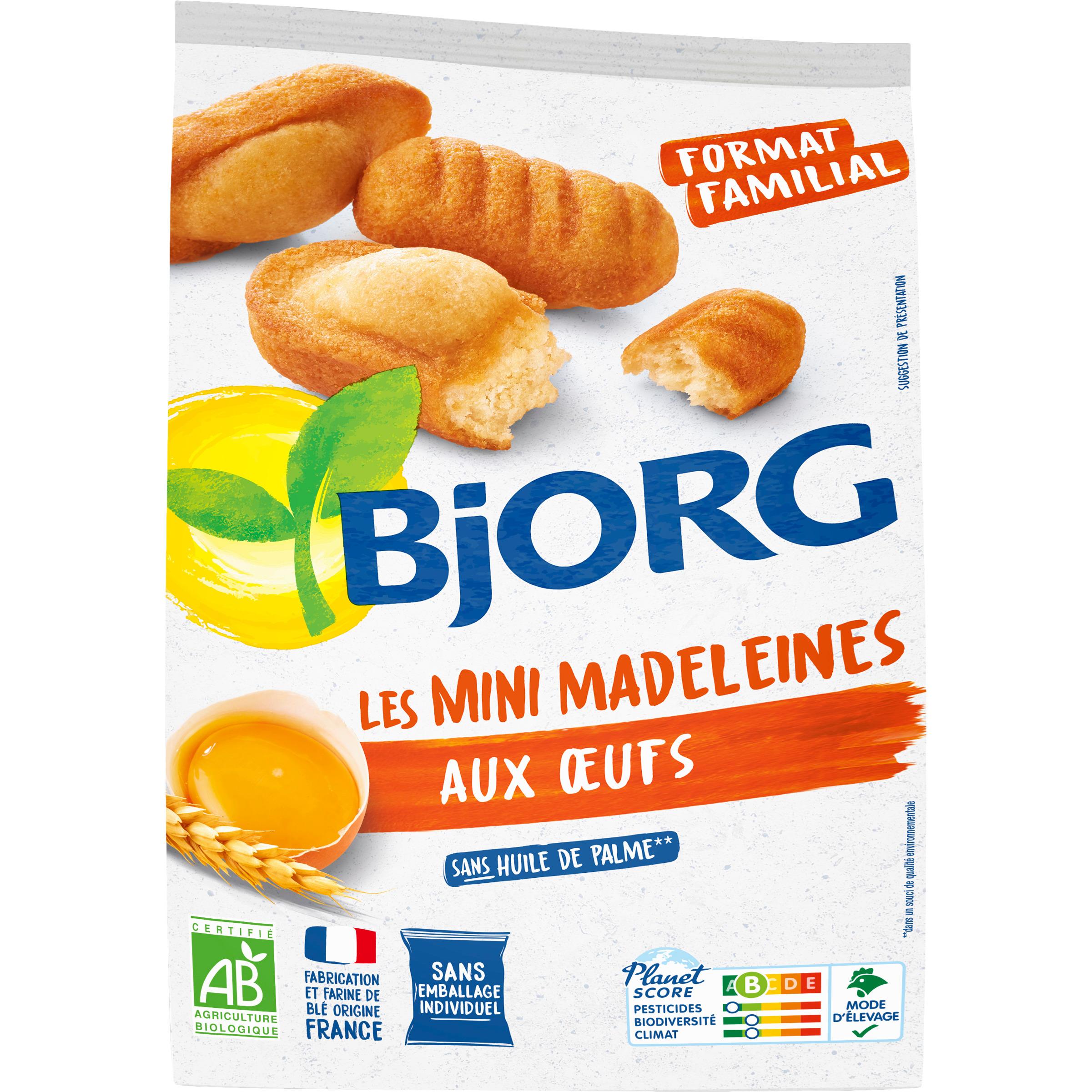Voir la diapositive 2 : BJORG Mini madeleines aux oeufs bio sans huile de palme 400g