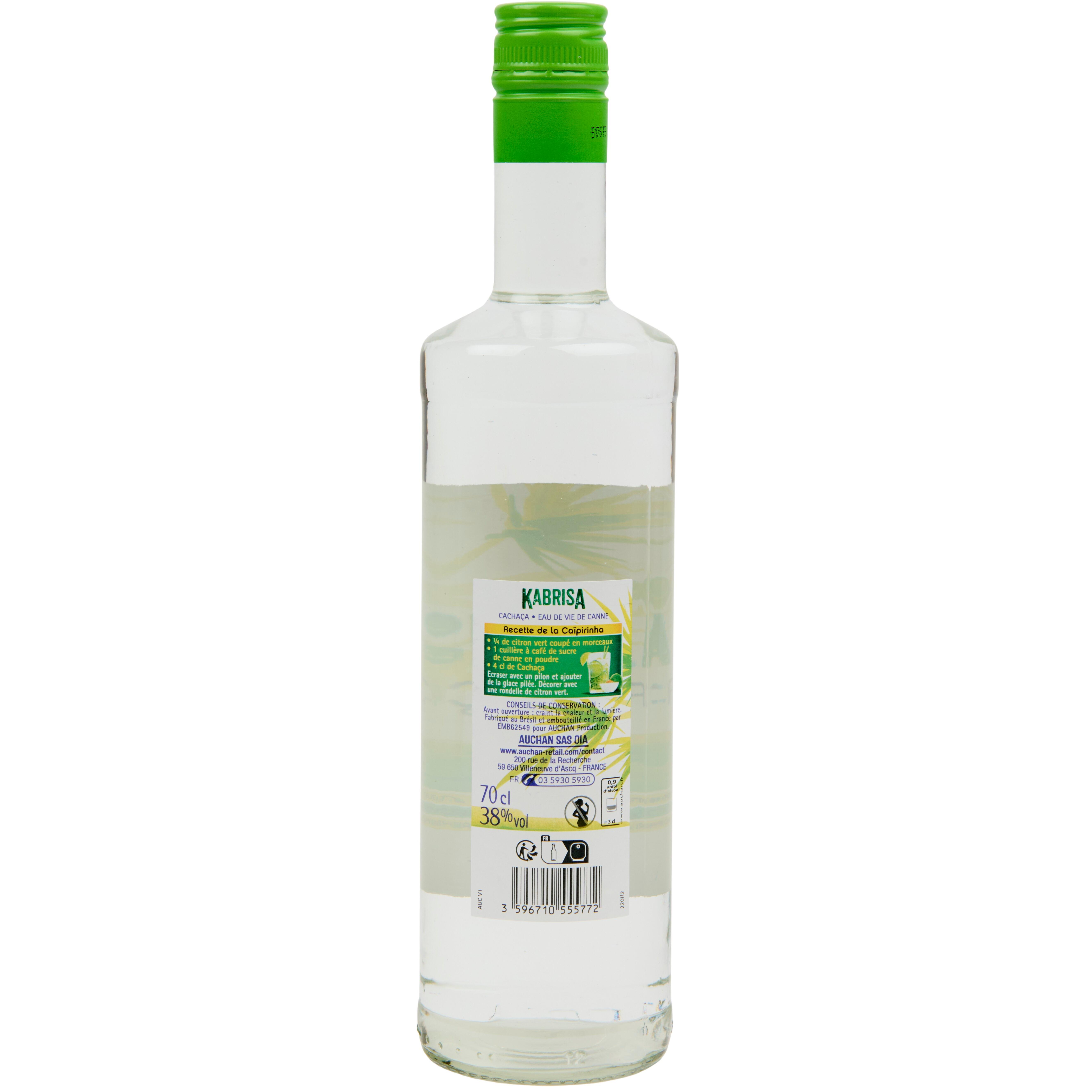 Voir la diapositive 2 : AUCHAN Kabrisa Cachaca 38% 70cl