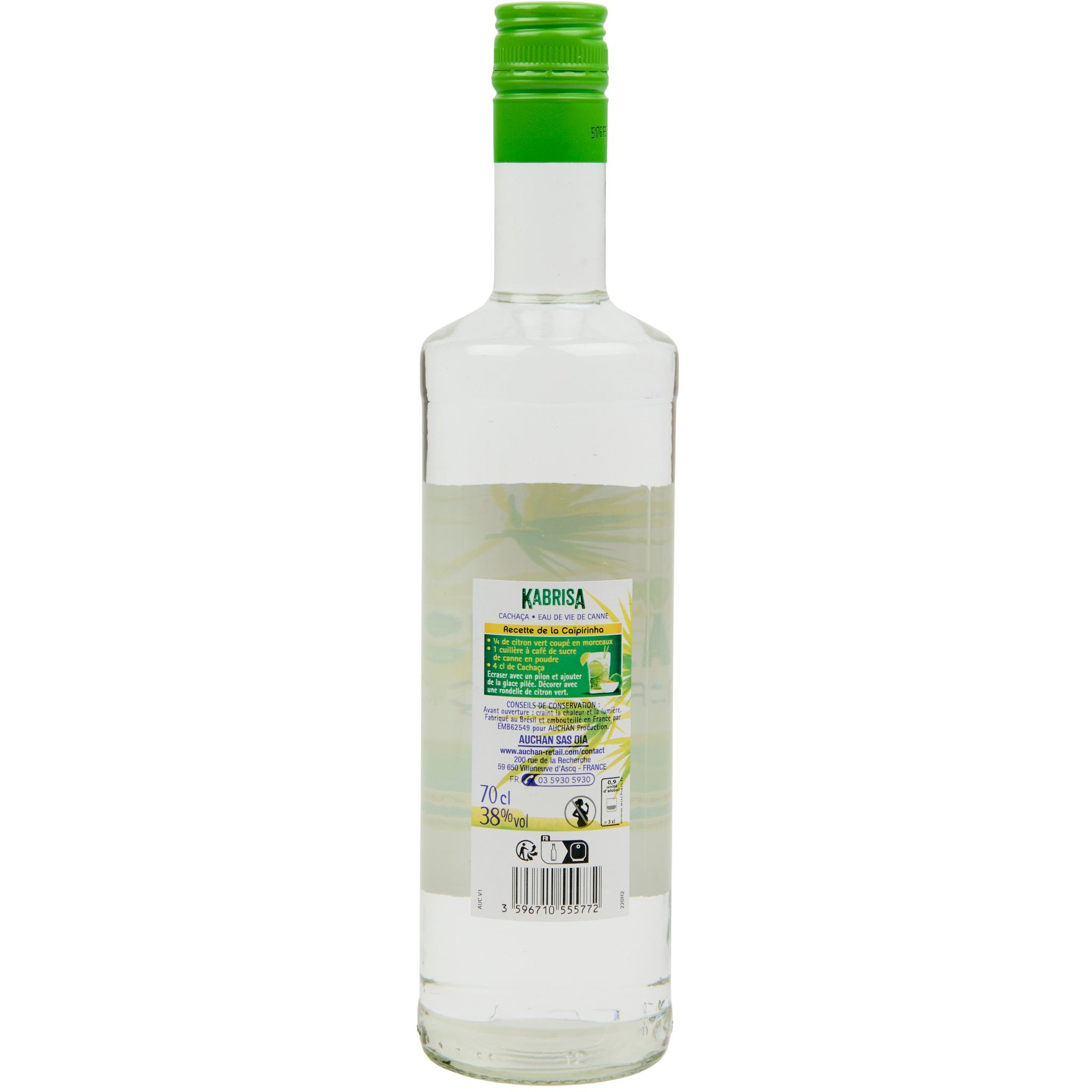 Voir la diapositive 2 : AUCHAN Kabrisa Cachaca 38% 70cl