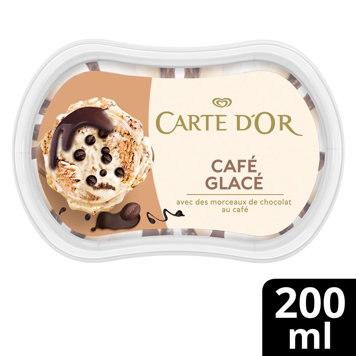 CARTE D'OR Pots de crème glacée à la vanille et au café avec morceaux de chocolat 113g