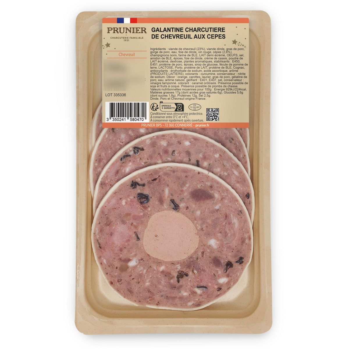 PRUNIER Galantine chevreuil 160 g