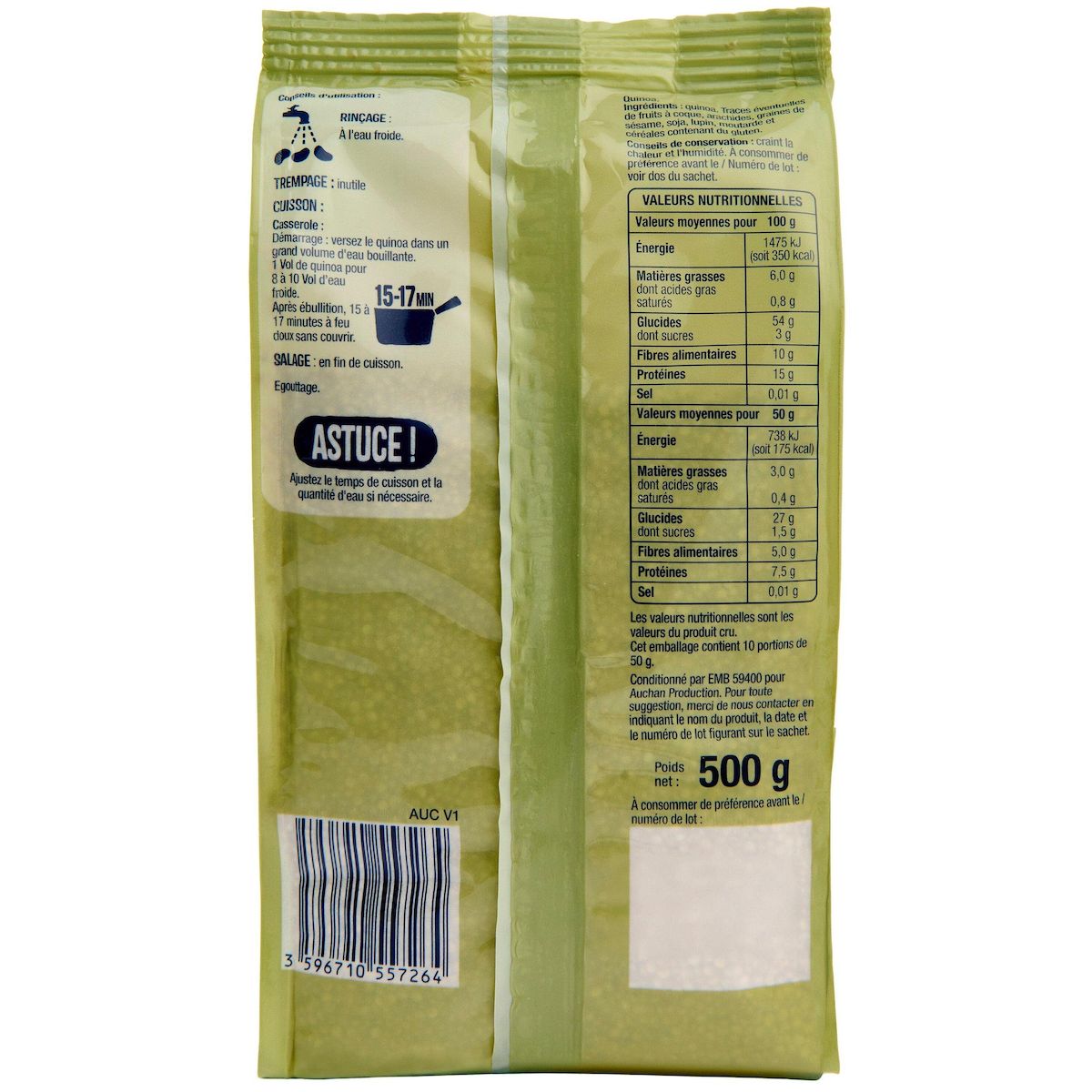 AUCHAN Quinoa origine France 500g