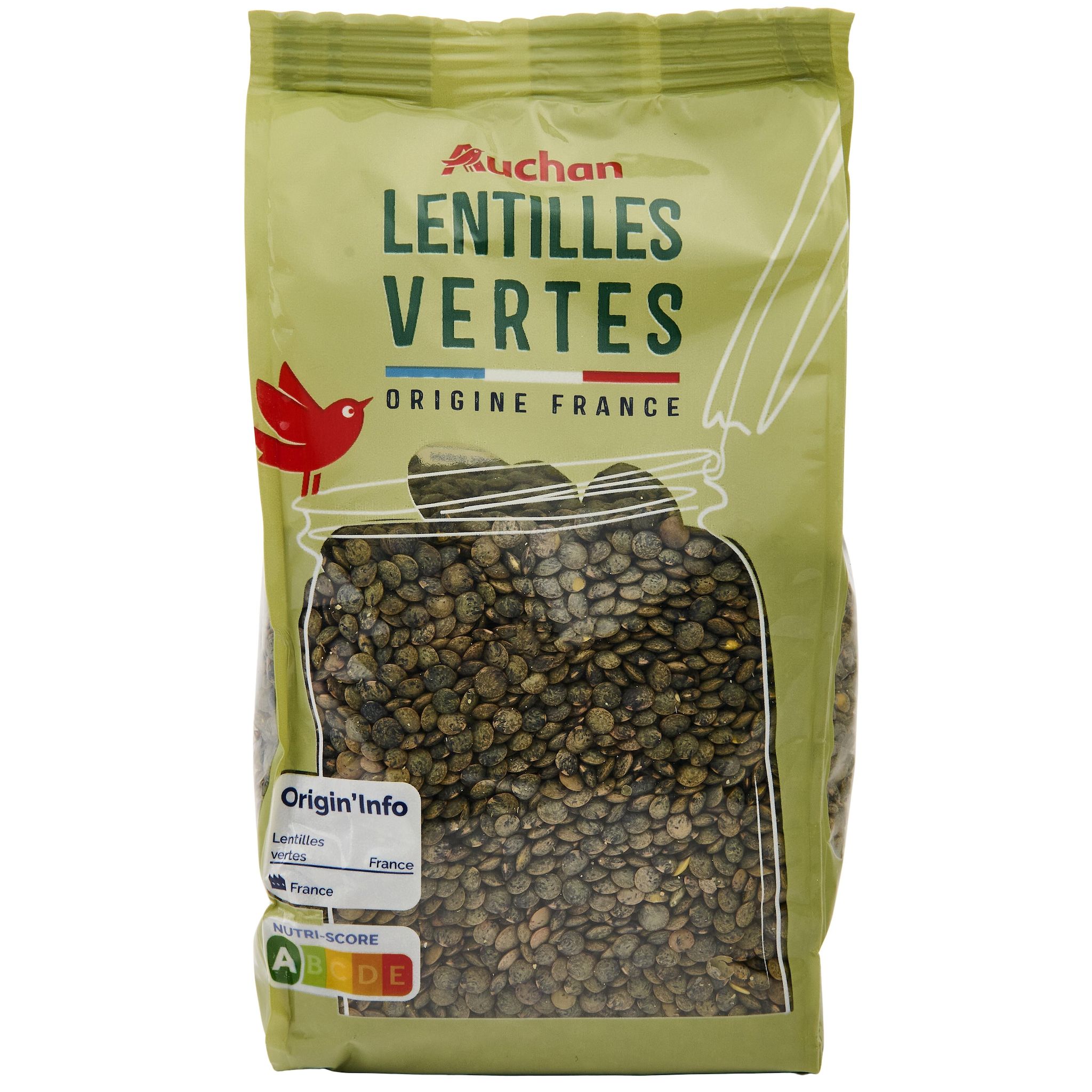 AUCHAN Lentilles vertes 500g
