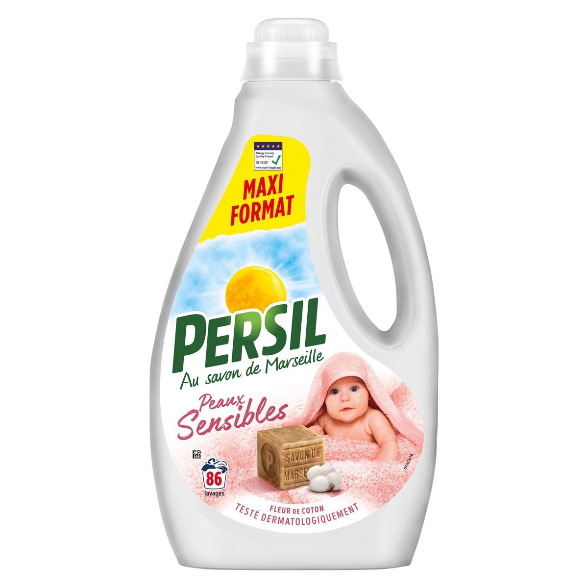PERSIL Lessive liquide peaux sensibles savon de marseille 86 lavages 3,612l