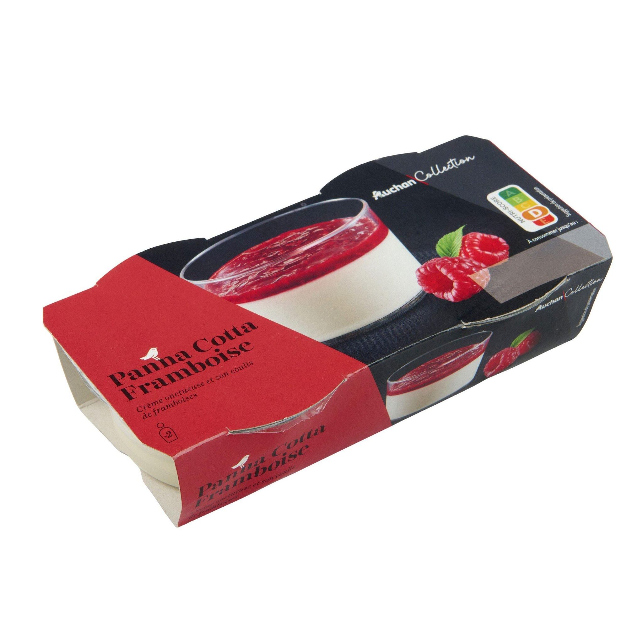 Voir la diapositive 3 : AUCHAN COLLECTION Crème dessert sur lit de framboise 2x120g