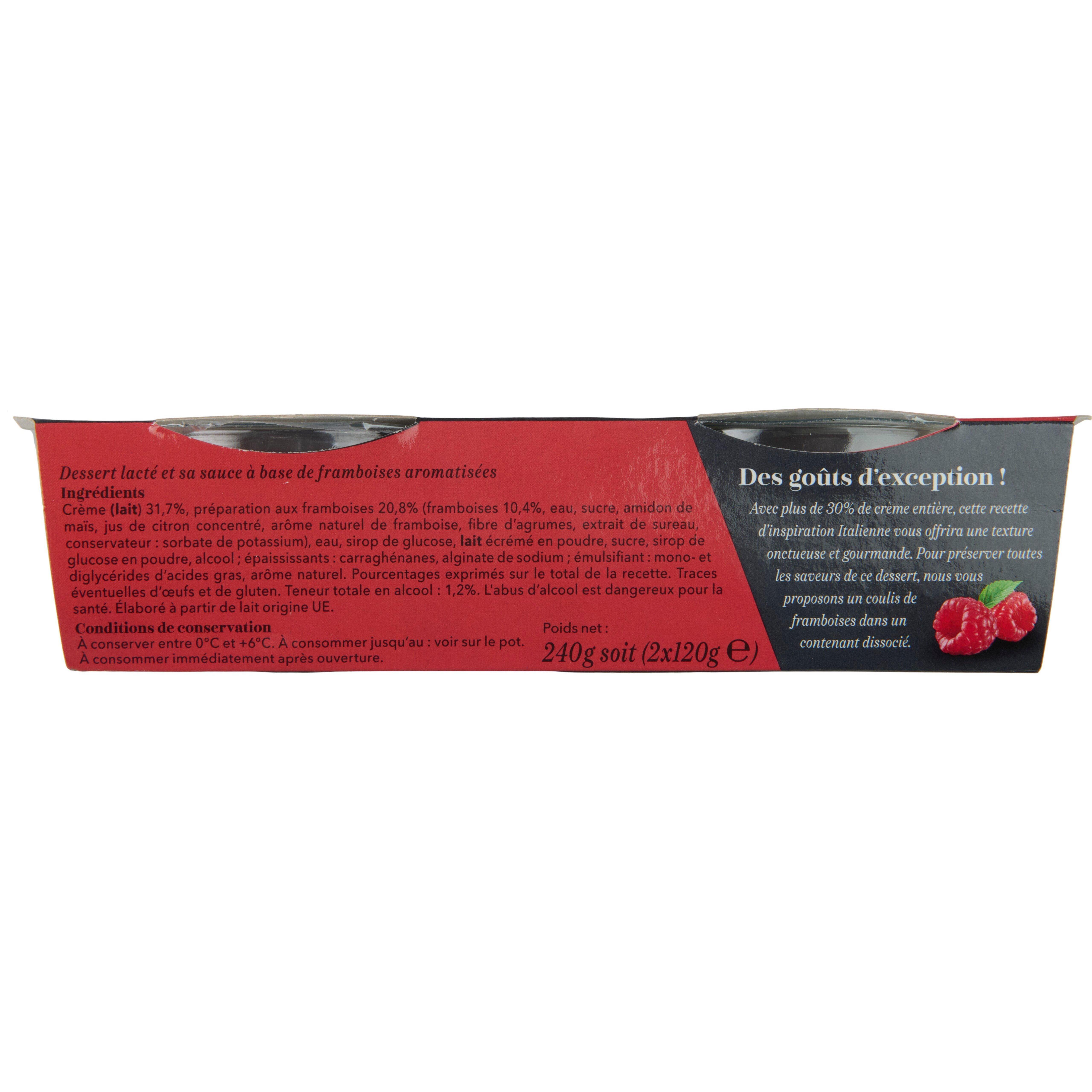 Voir la diapositive 4 : AUCHAN COLLECTION Crème dessert sur lit de framboise 2x120g