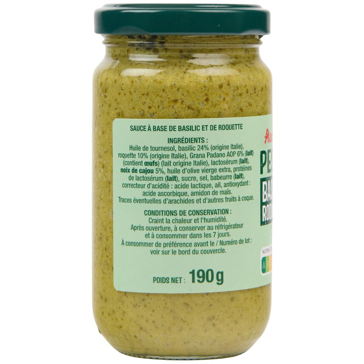 AUCHAN Pesto basilic roquette 190g