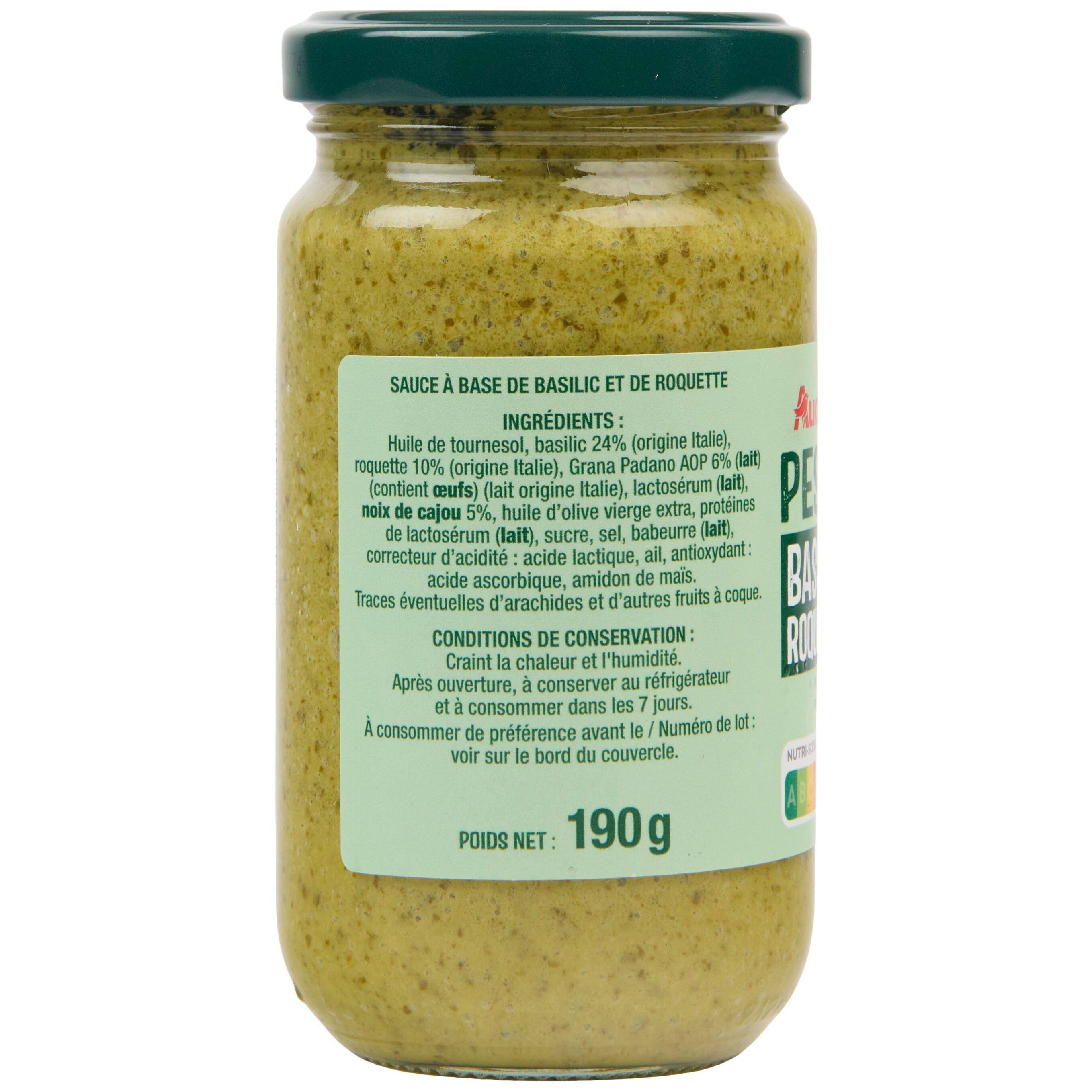 Voir la diapositive 3 : AUCHAN Pesto basilic roquette 190g