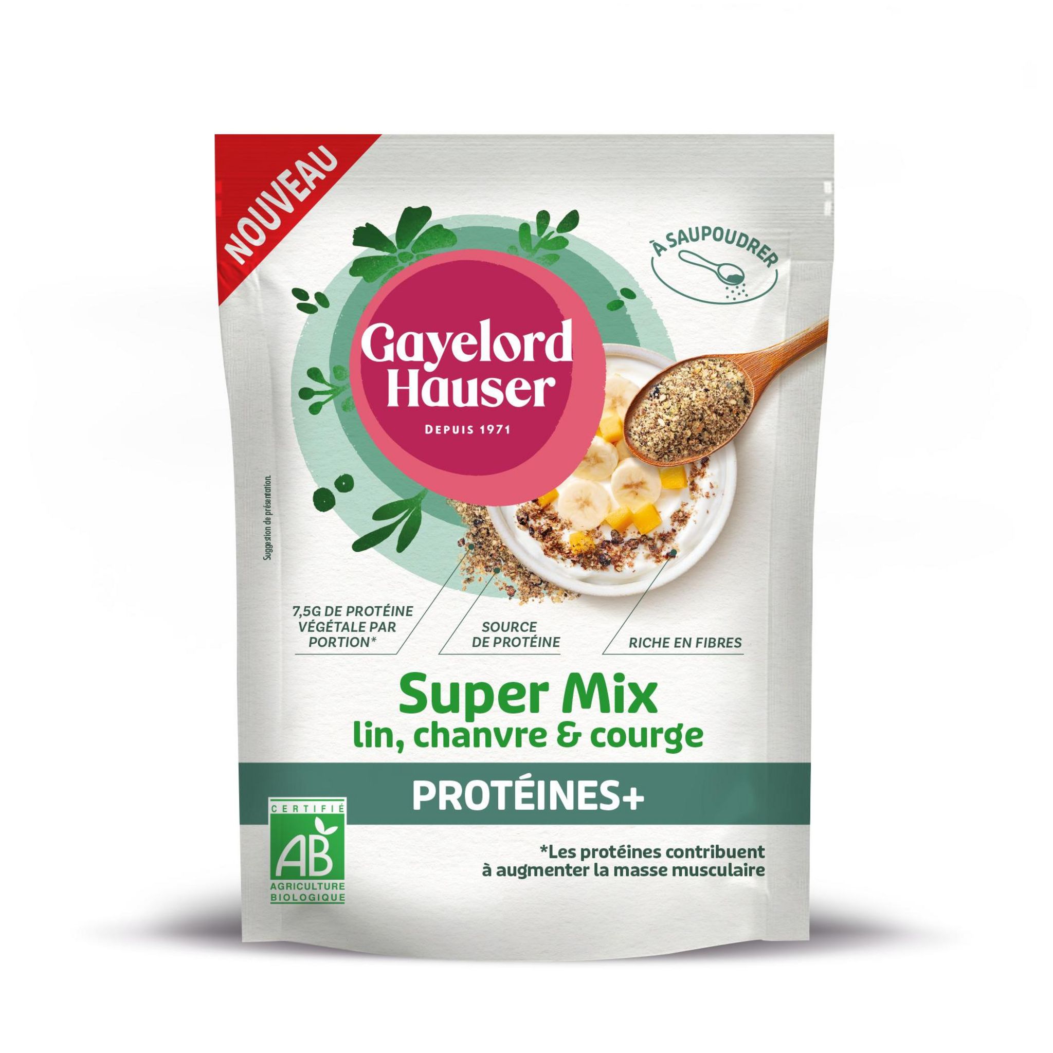 GAYELORD HAUSER Mélange Super Mix protéines + au lin chanvre et courge bio 200g