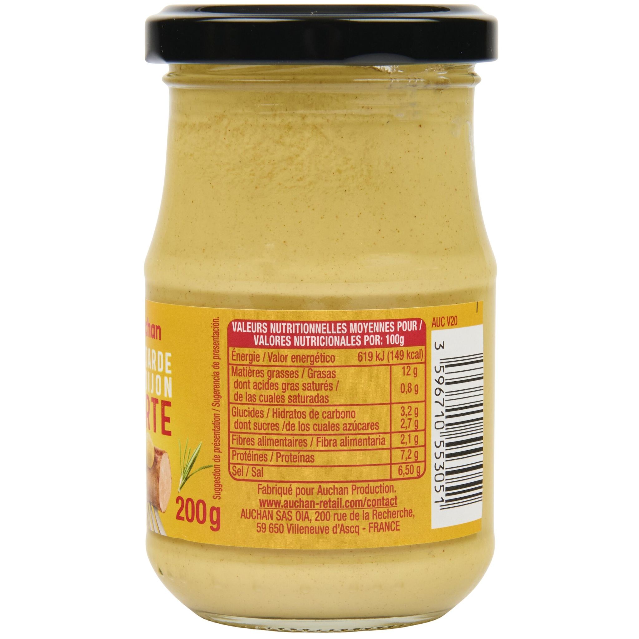 Voir la diapositive 2 : AUCHAN Moutarde forte 200g