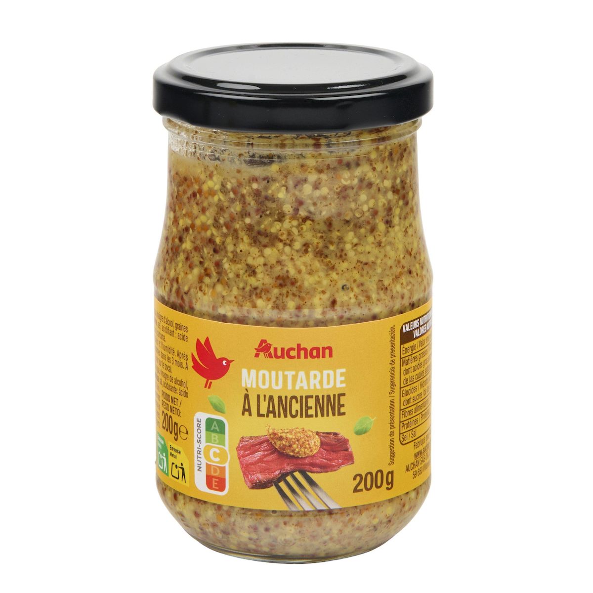 AUCHAN Moutarde à l'ancienne 200g