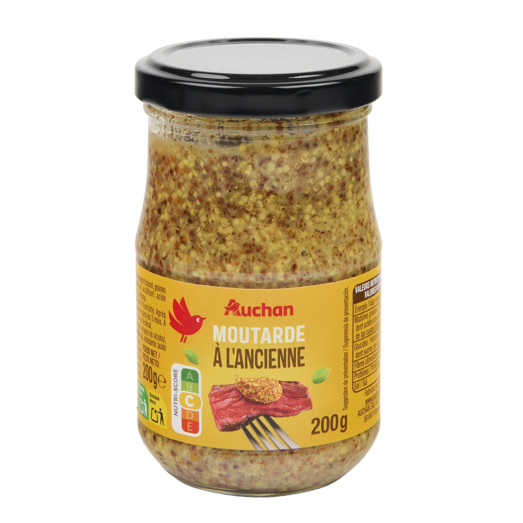 Voir la diapositive 2 : AUCHAN Moutarde à l'ancienne 200g