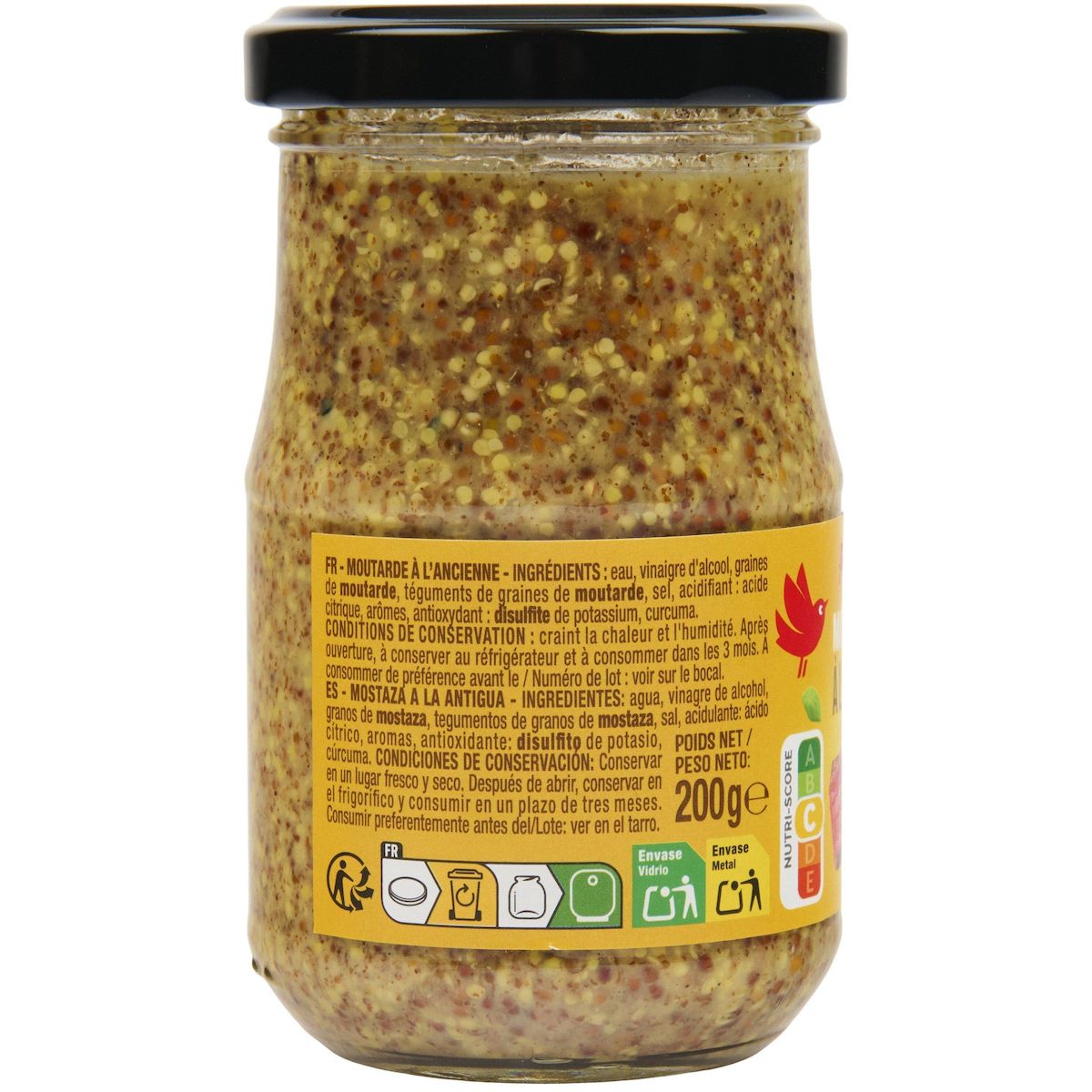 AUCHAN Moutarde à l'ancienne 200g